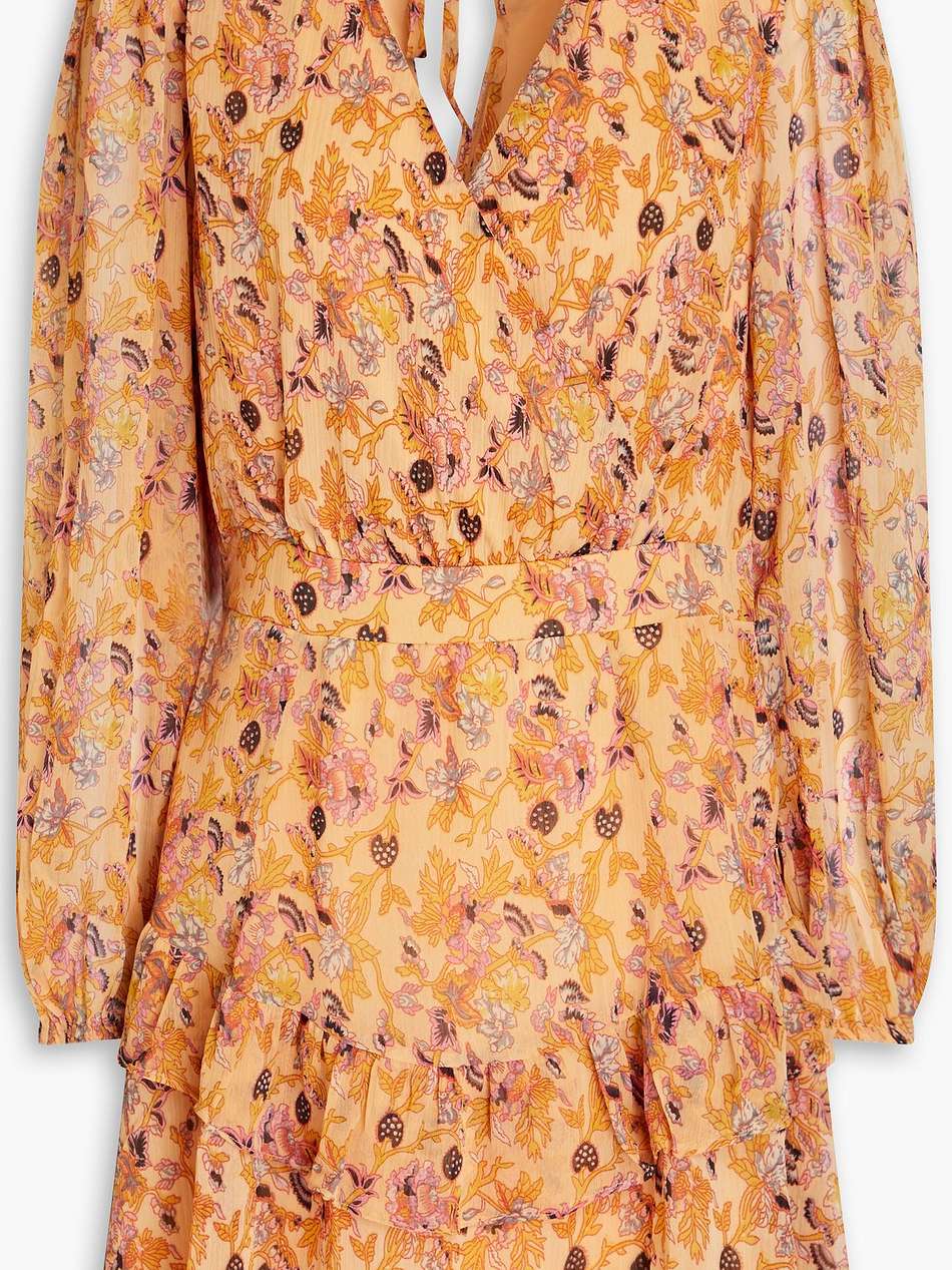 mishka wrap-effect printed crepon mini dress