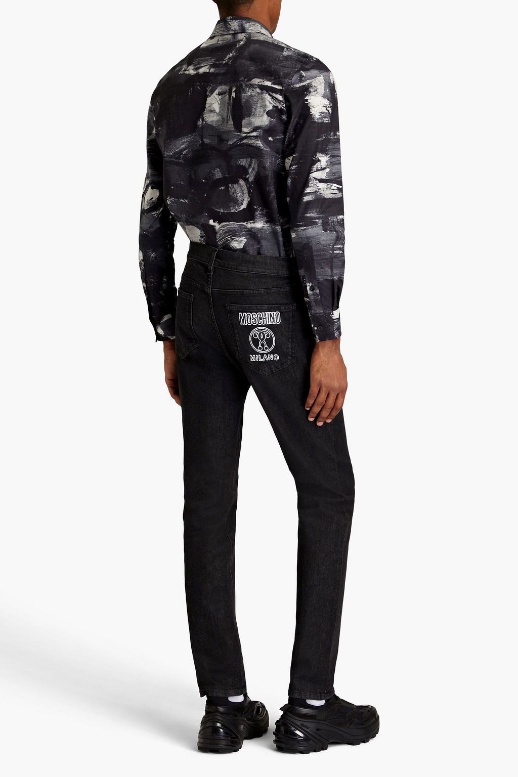 MOSCHINO Skinny-fit appliquéd denim jeans
