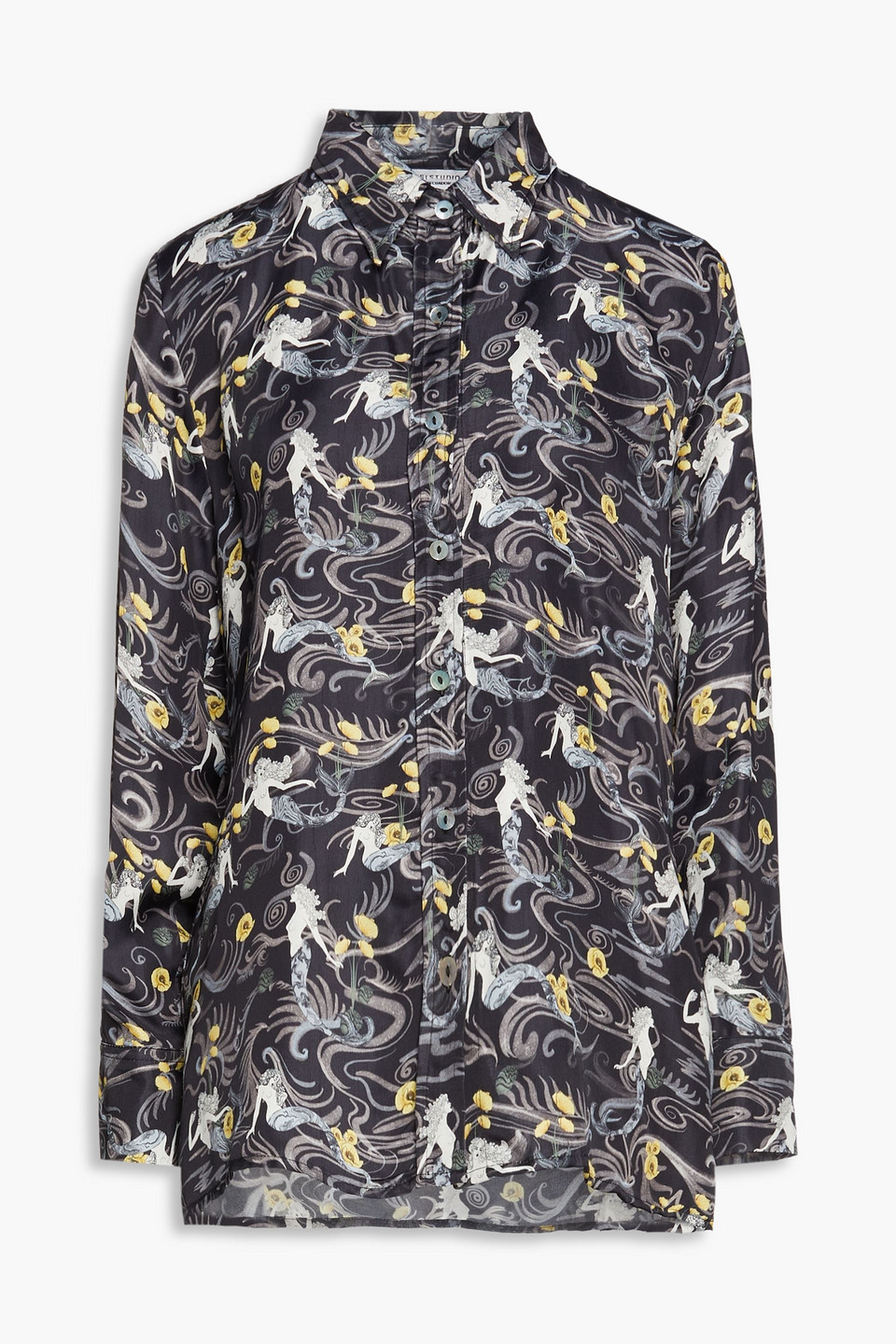 Sensi Studio Printed Twill Shirt In Black