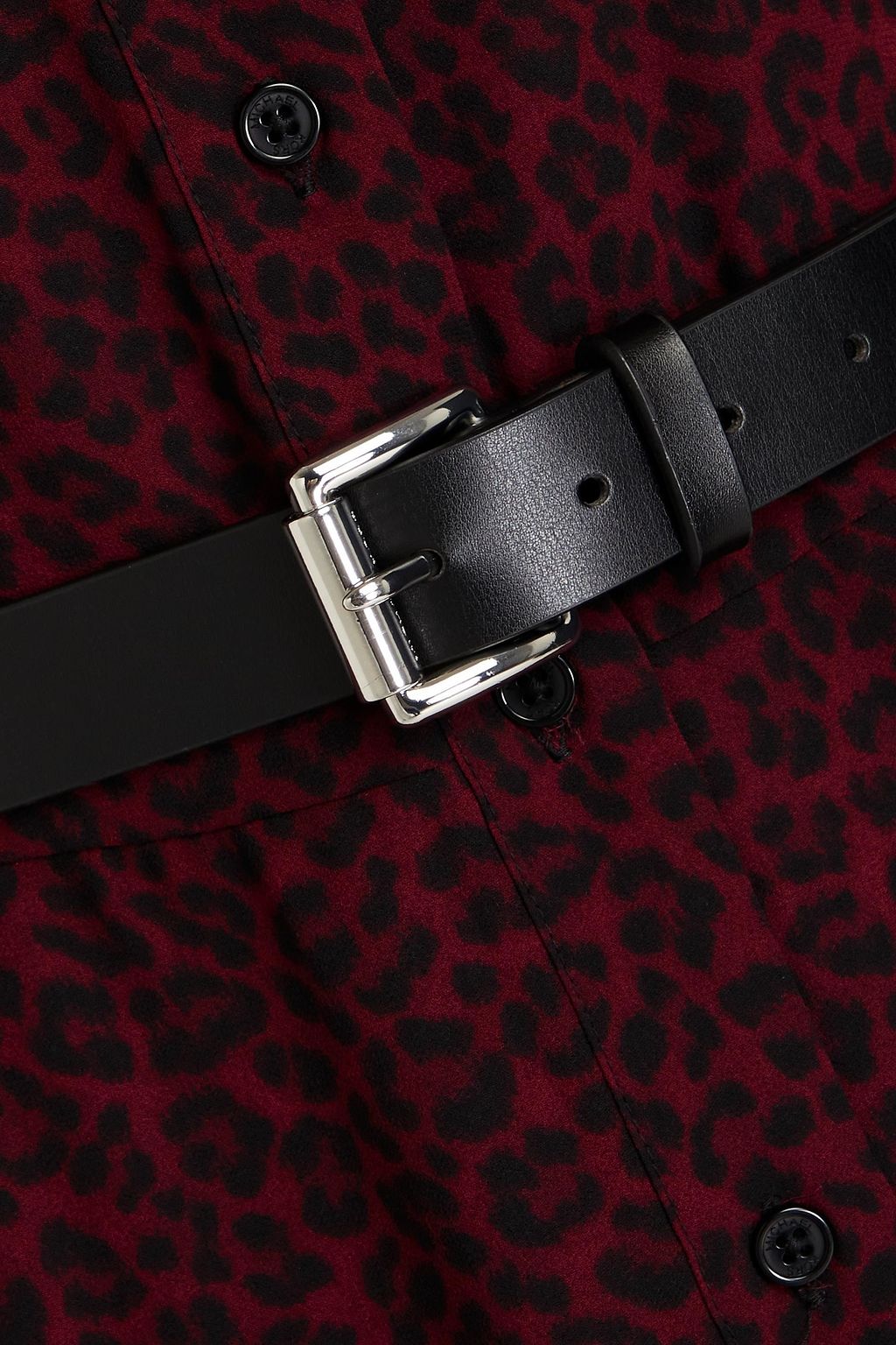 MICHAEL MICHAEL KORS Belted leopard-print crepe midi shirt dress