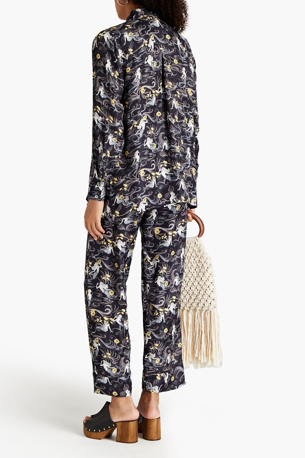 SENSI STUDIO Printed twill straight-leg pants