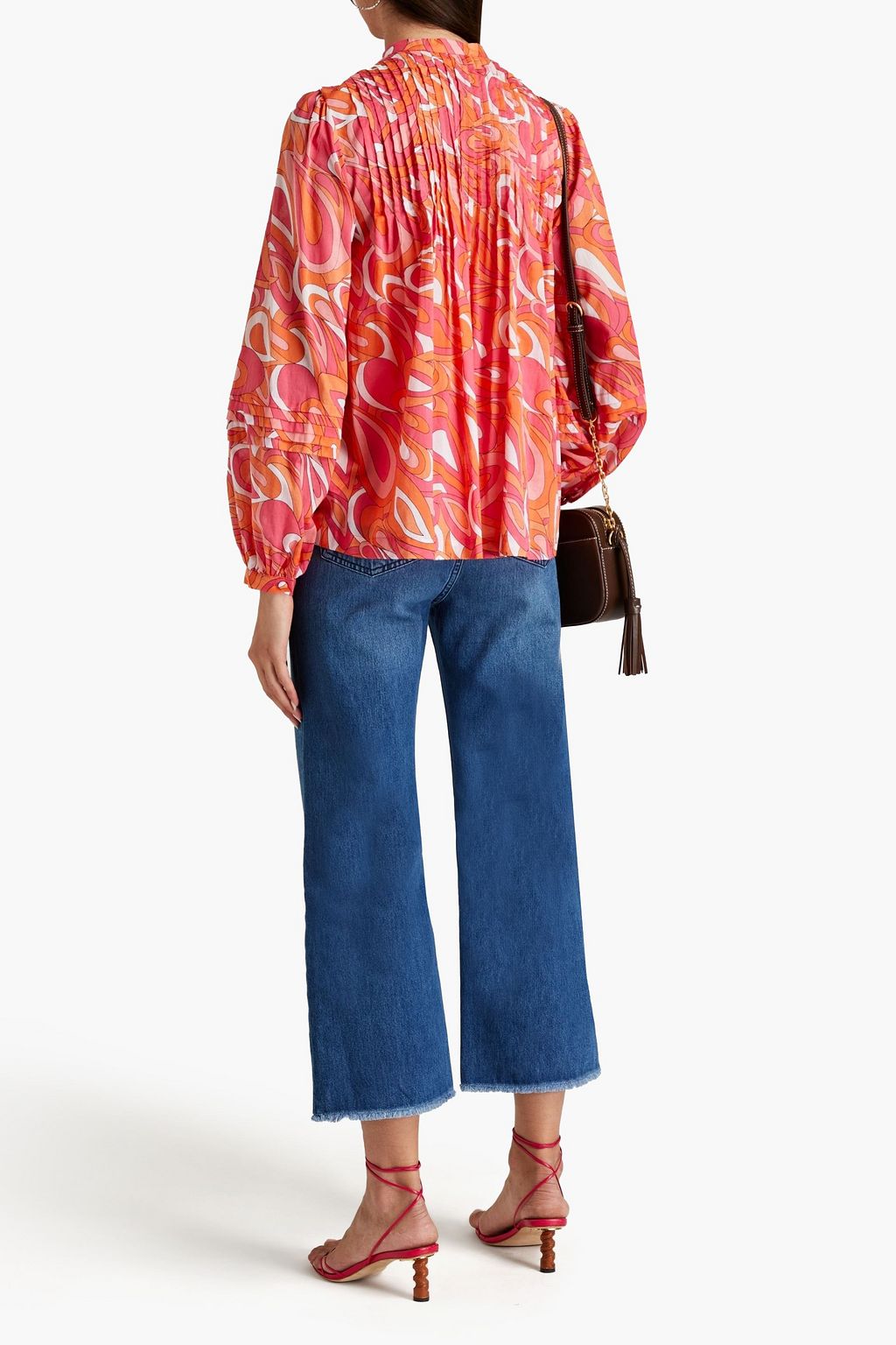 MICHAEL MICHAEL KORS Pintucked printed cotton blouse