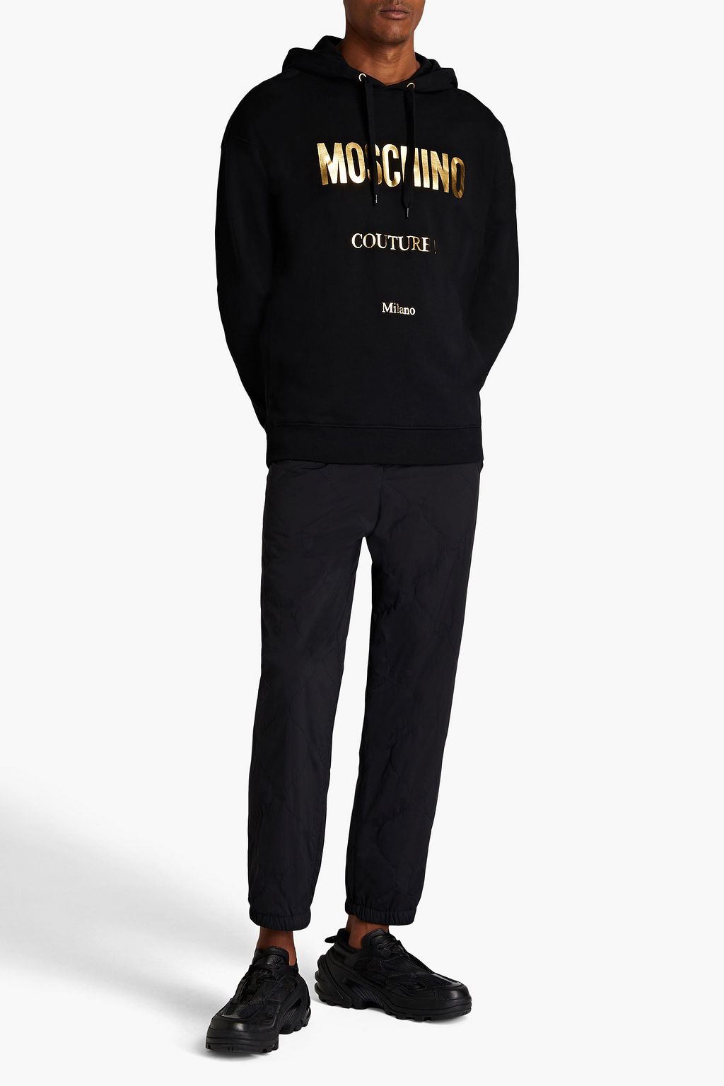 MOSCHINO Metallic printed French cotton-terry hoodie
