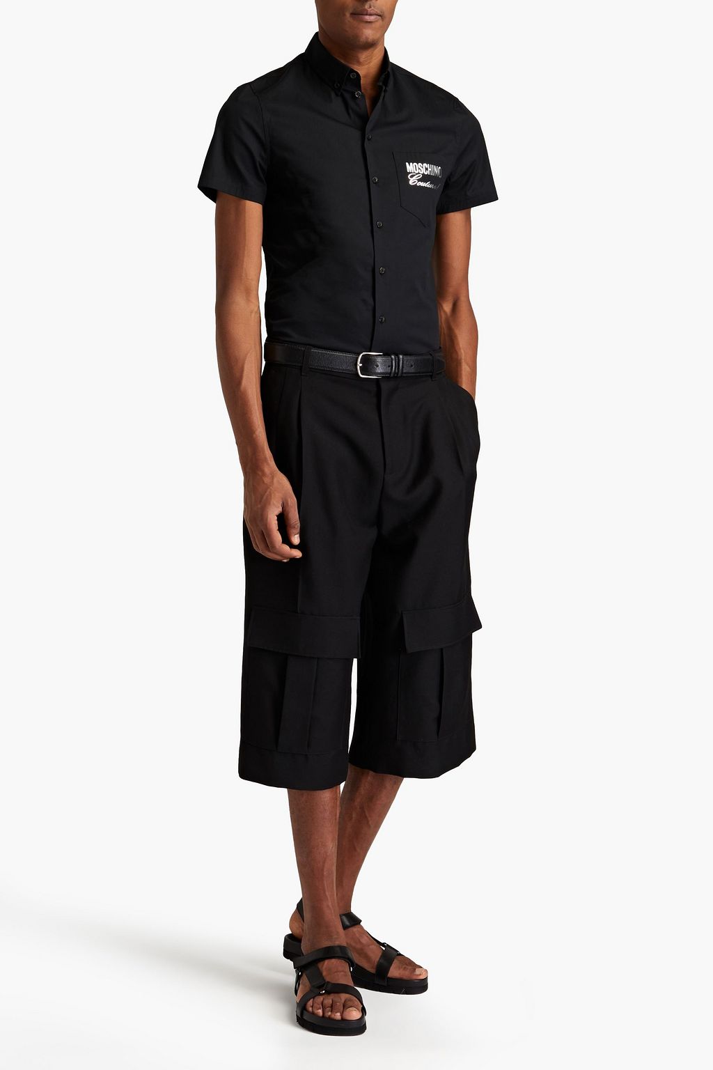 MOSCHINO Printed cotton-blend poplin shirt