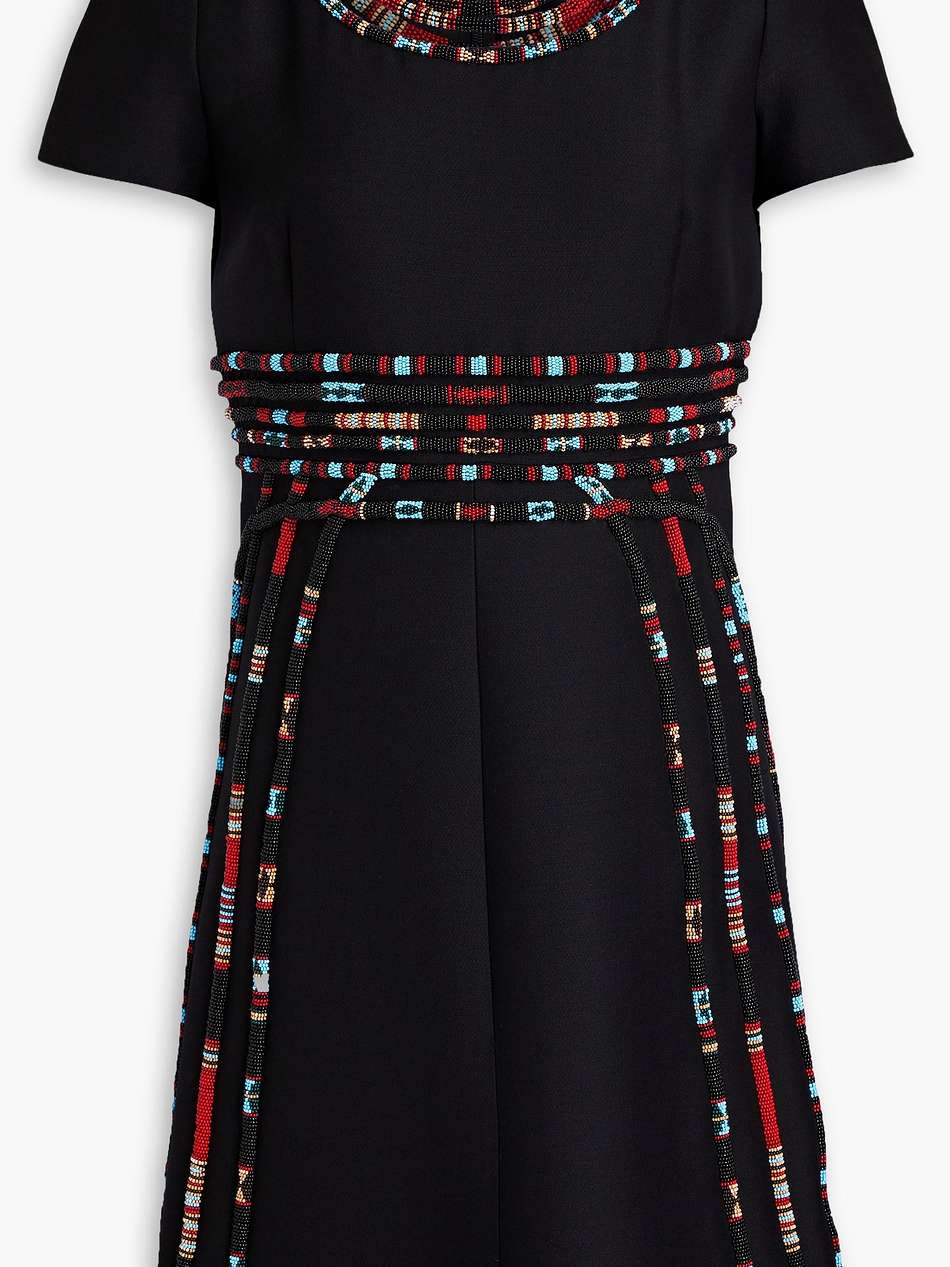 embellished wool and silk-blend crepe mini dress