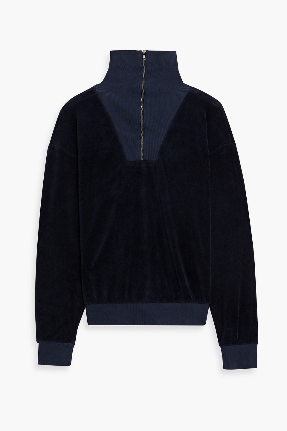 Stateside Cotton-blend Velour Half-zip Sweatshirt In Navy