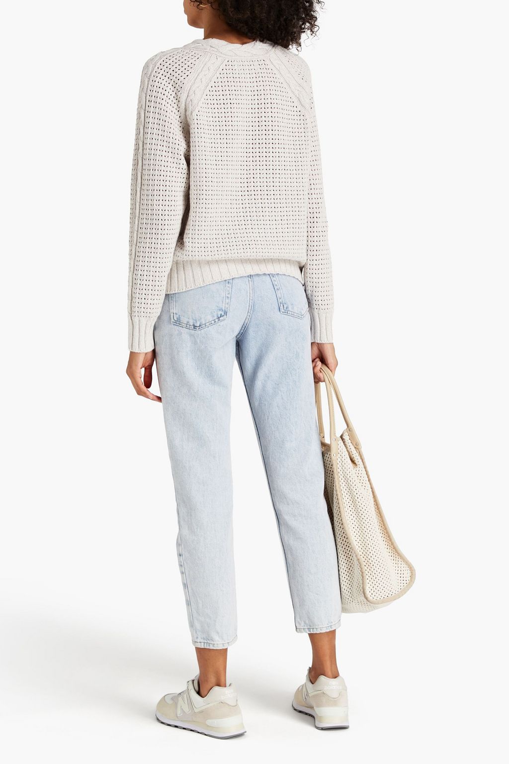 NAADAM Pointelle-knit cotton, modal and cashmere blend sweater