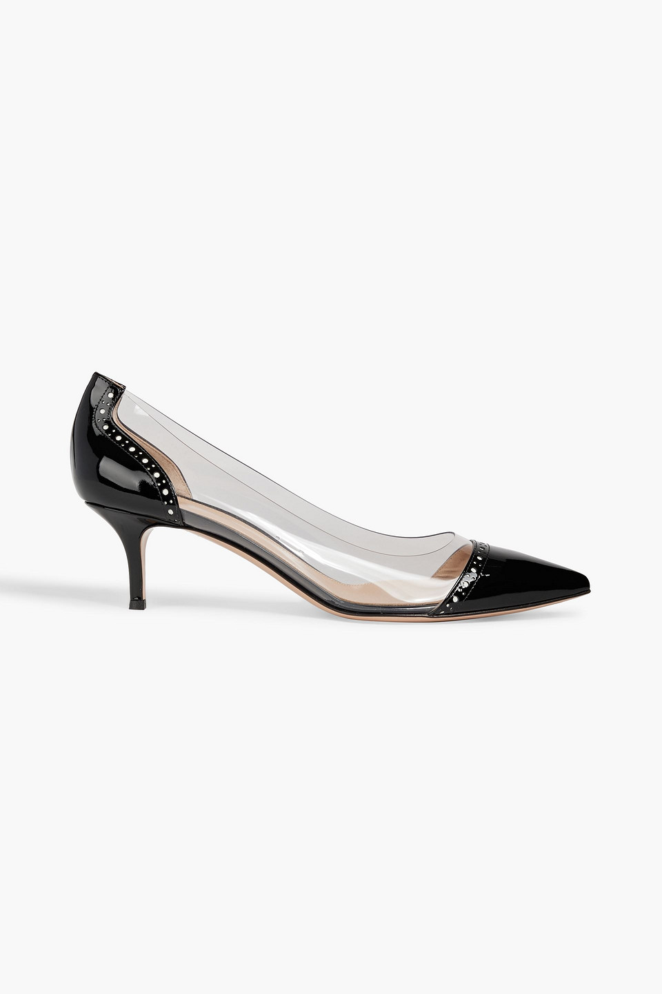 Gianvito Rossi Macy 55 Laser-cut Patent-leather And Pvc Pumps In Black