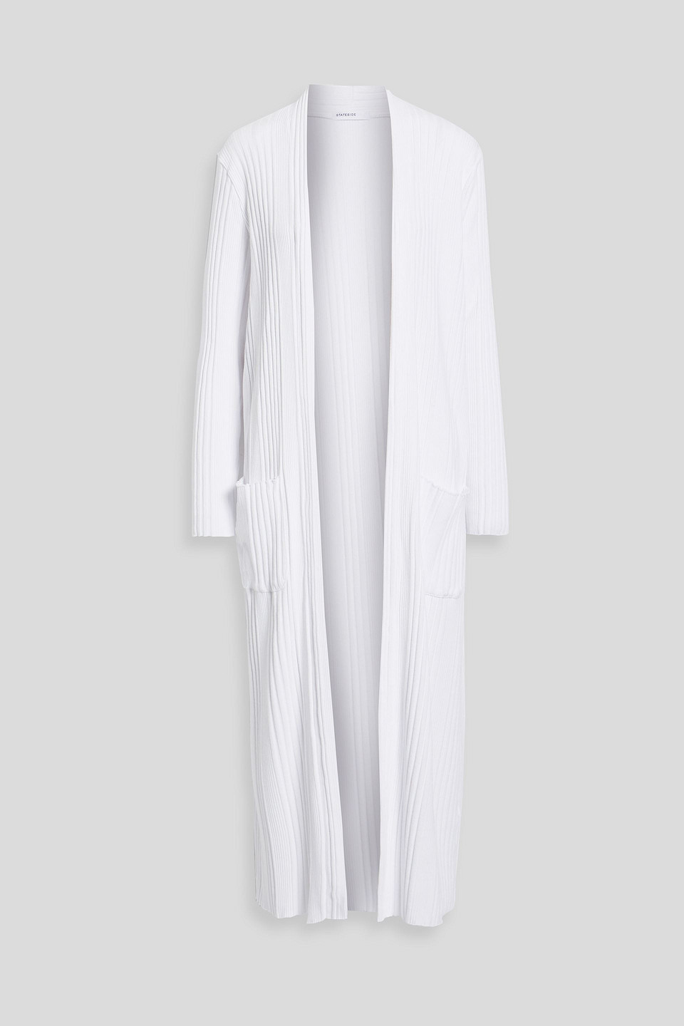 Stateside Ribbed Organic Stretch-cotton Cardigan In White