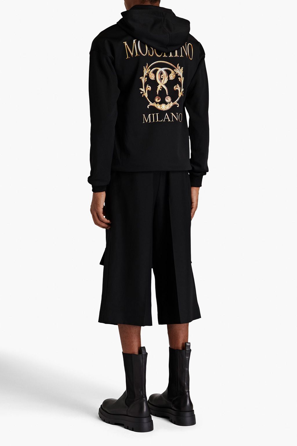 MOSCHINO Printed jersey drawstring hoodie