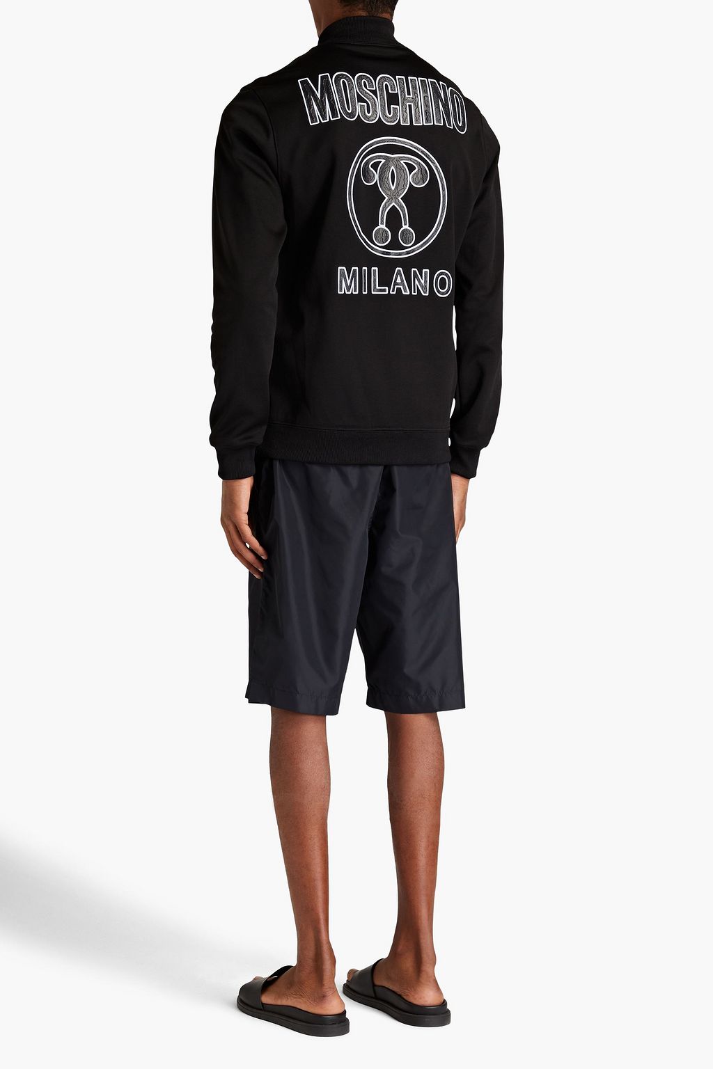 MOSCHINO Printed satin-jersey zip-up track jacket