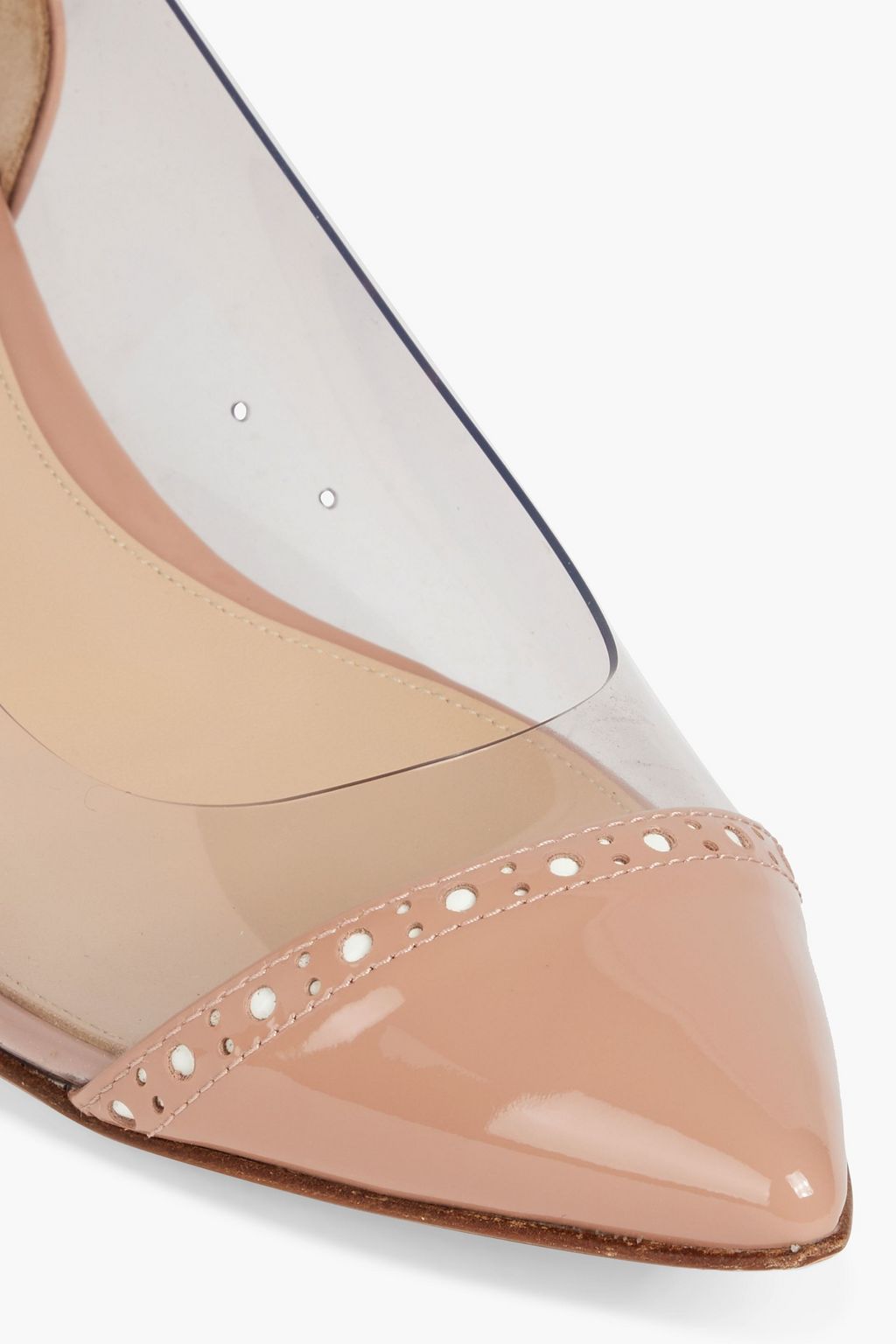 GIANVITO ROSSI Macy 05 laser-cut patent-leather and PVC point-toe flats