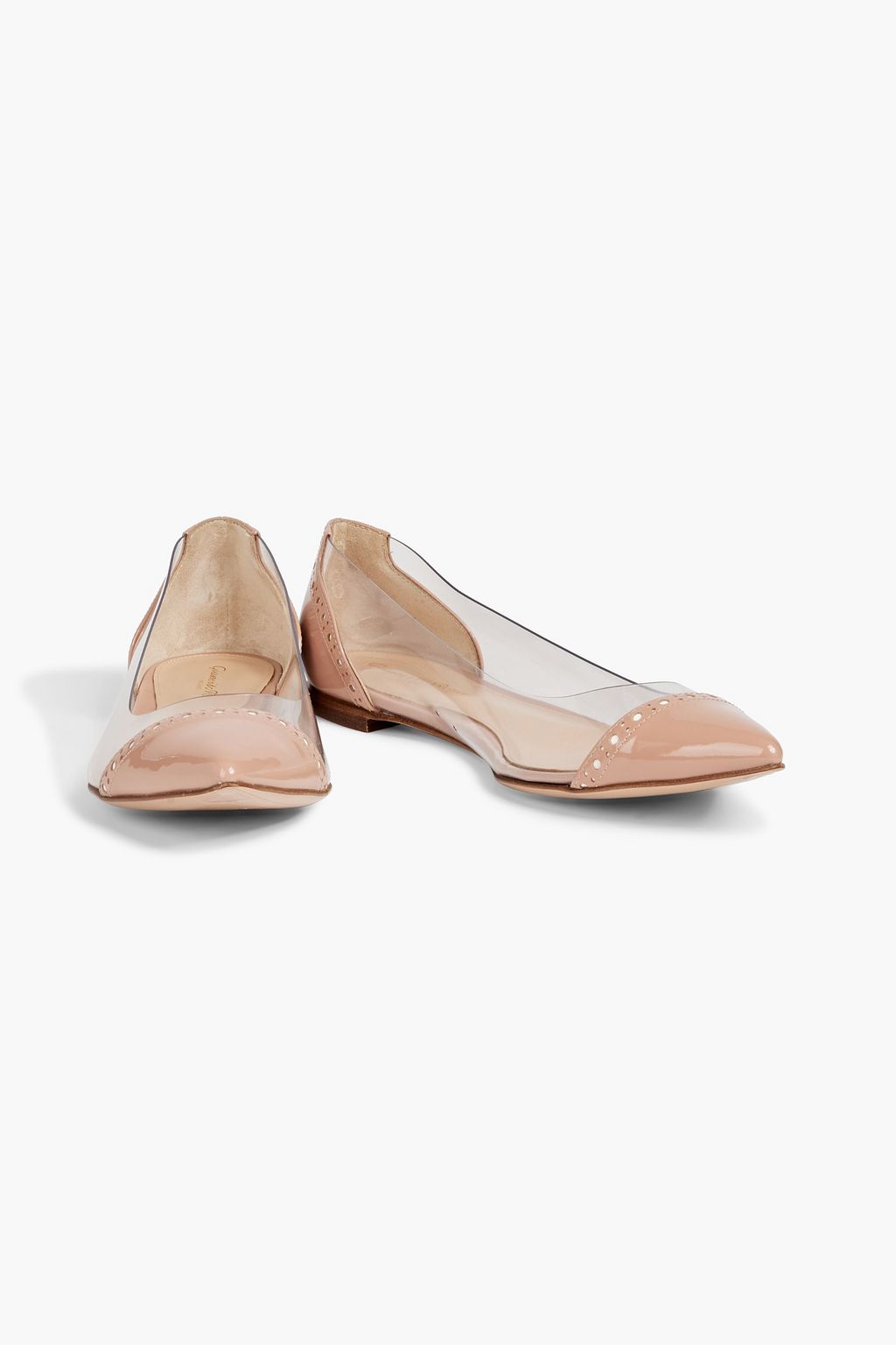 GIANVITO ROSSI Macy 05 laser-cut patent-leather and PVC point-toe flats