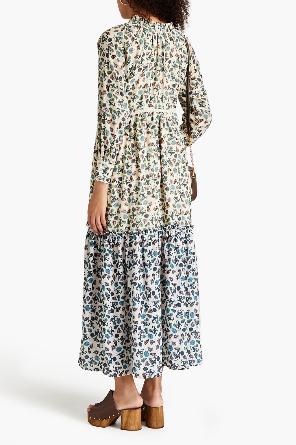 SENSI STUDIO Metallic printed cotton-blend mousseline midi dress