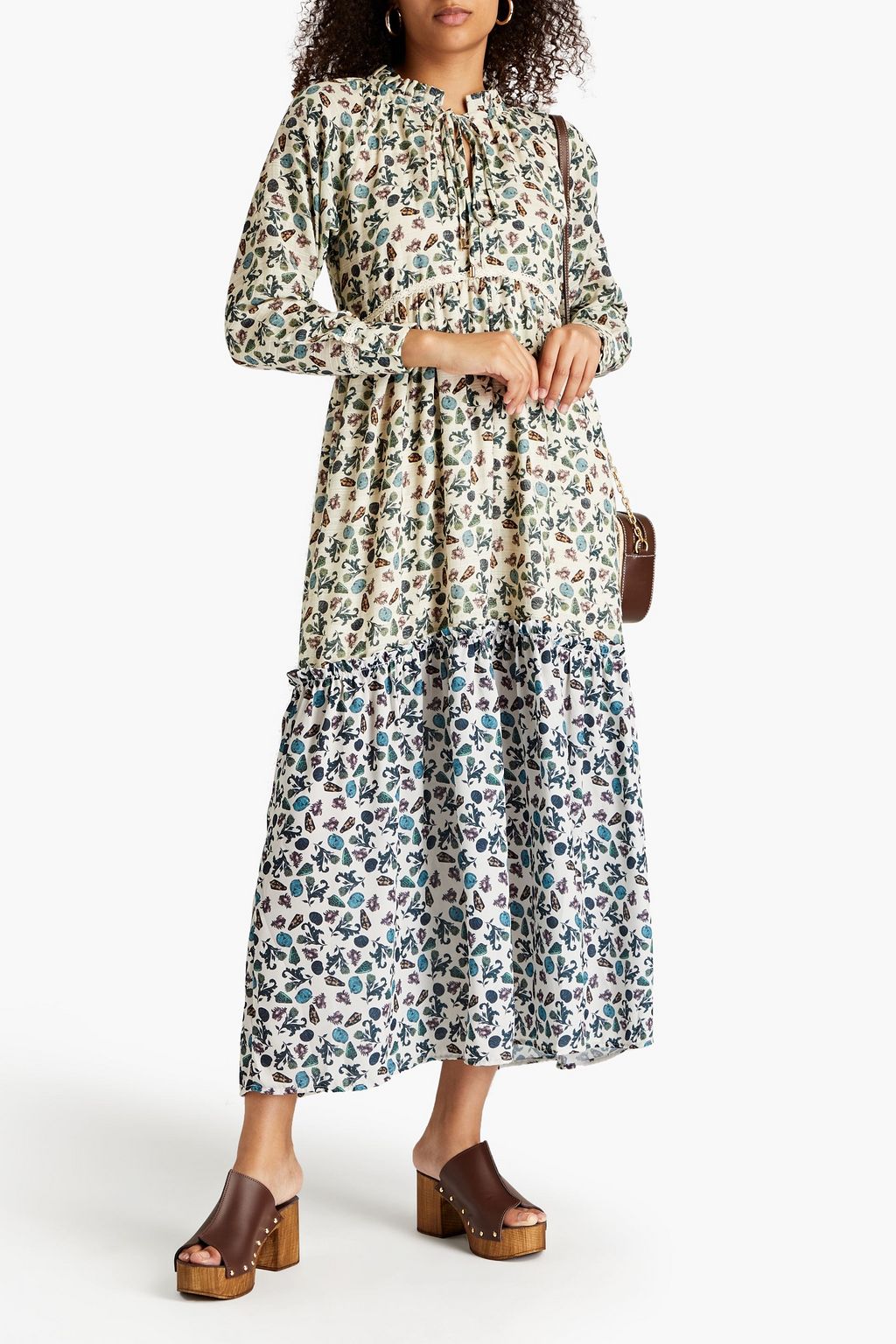 SENSI STUDIO Metallic printed cotton-blend mousseline midi dress