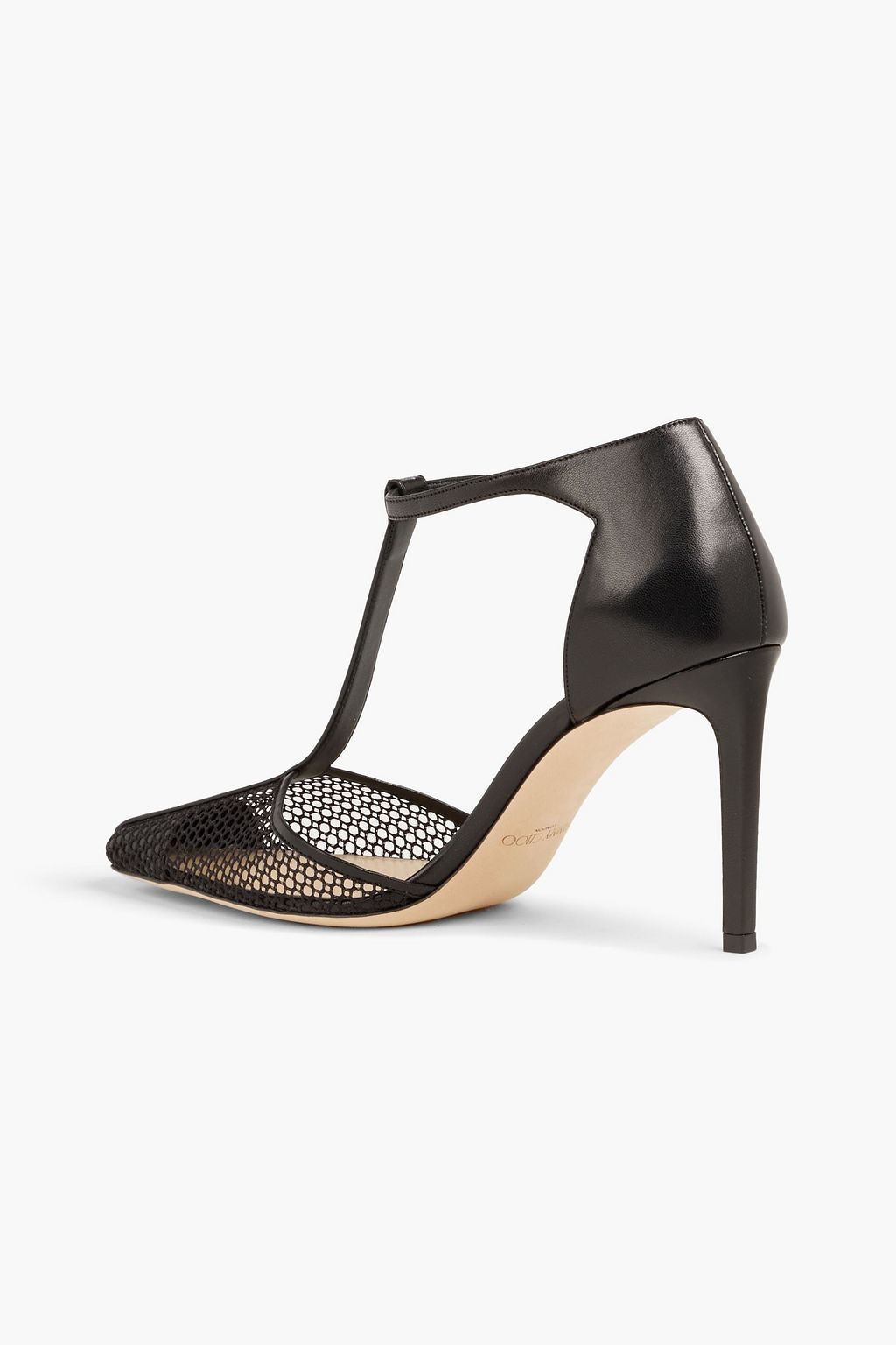 JIMMY CHOO Batu 85 mesh and leather pumps