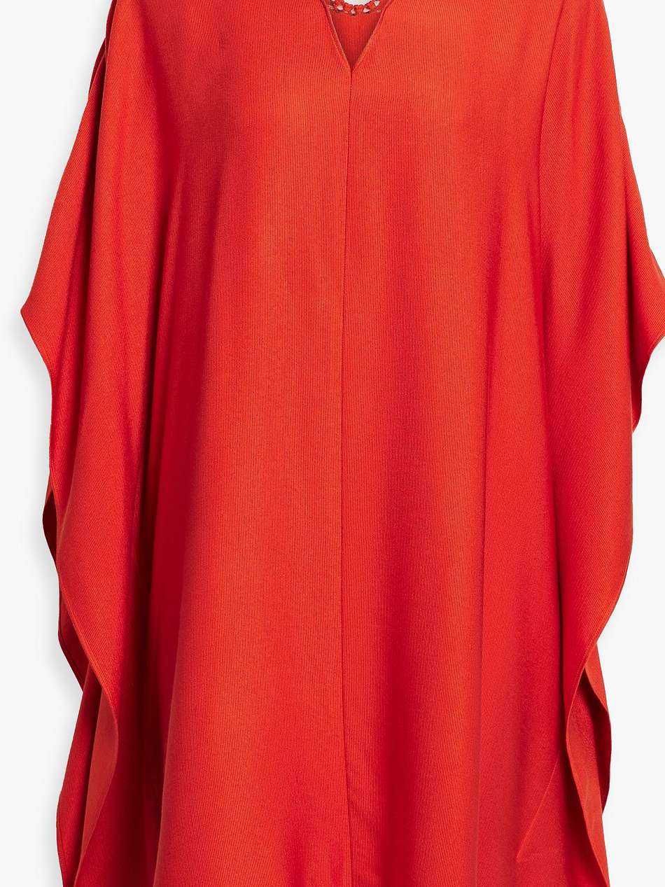 embellished draped silk mini dress
