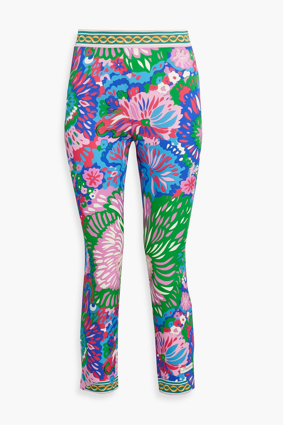 Dolce & Gabbana Cropped Printed Stretch-silk Skinny Pants In Multicolor