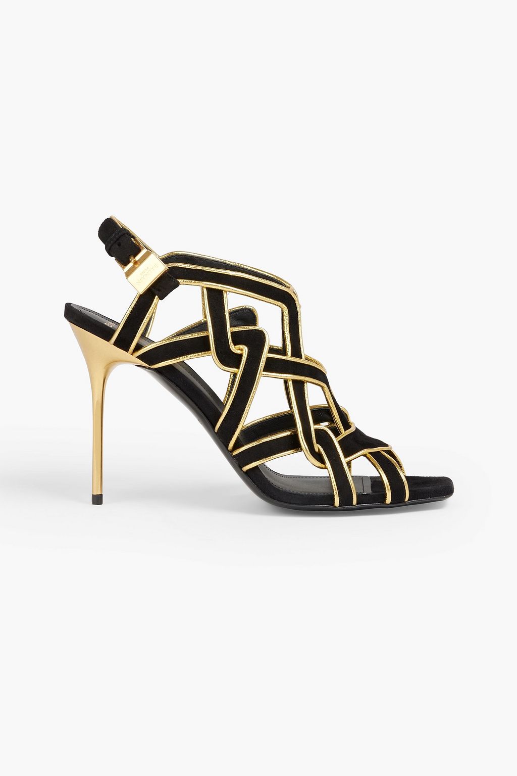 BALMAIN Metallic leather-trimmed sandals | Sale up to 70% off | THE OUTNET