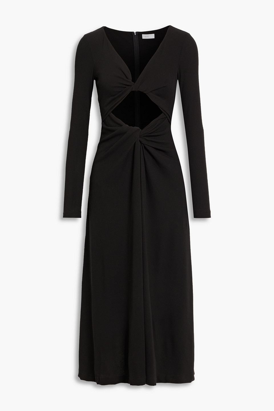 Rosetta Getty - Twist-front cutout cotton-jersey midi dress - Black - XS