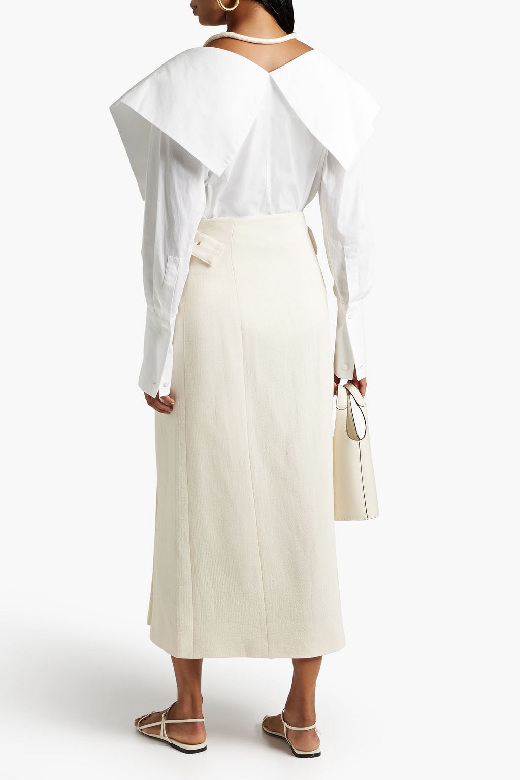 ROSETTA GETTY Buckled textured-wool midi skirt