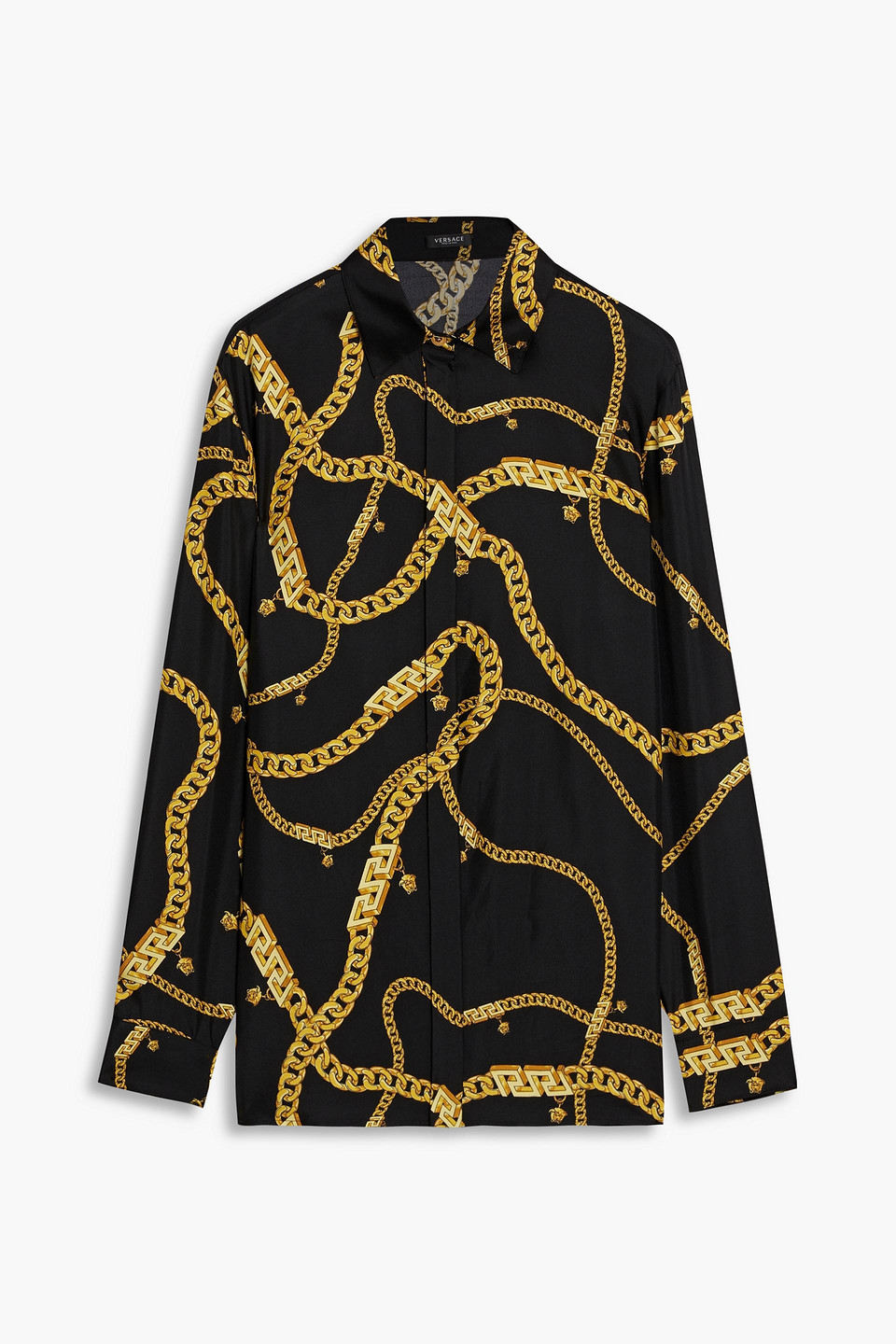 VERSACE PRINTED SILK-TWILL SHIRT,3074457345633383650