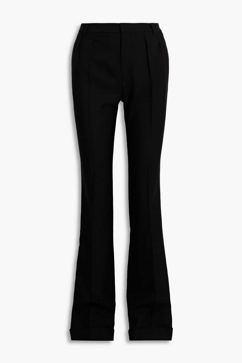 SAINT LAURENT Pleated wool-twill flared pants | THE OUTNET