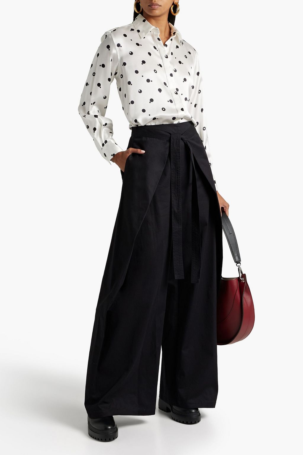 ROSETTA GETTY Printed silk-satin shirt