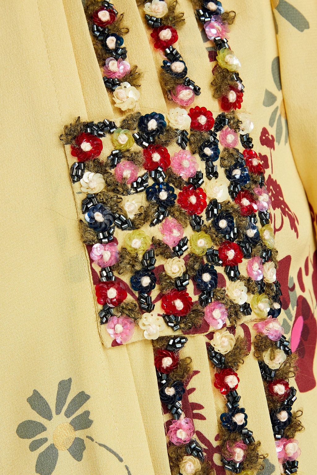 VALENTINO GARAVANI Hemdkleid aus Crêpe de Chine aus Seide mit floralem Print und Verzierung