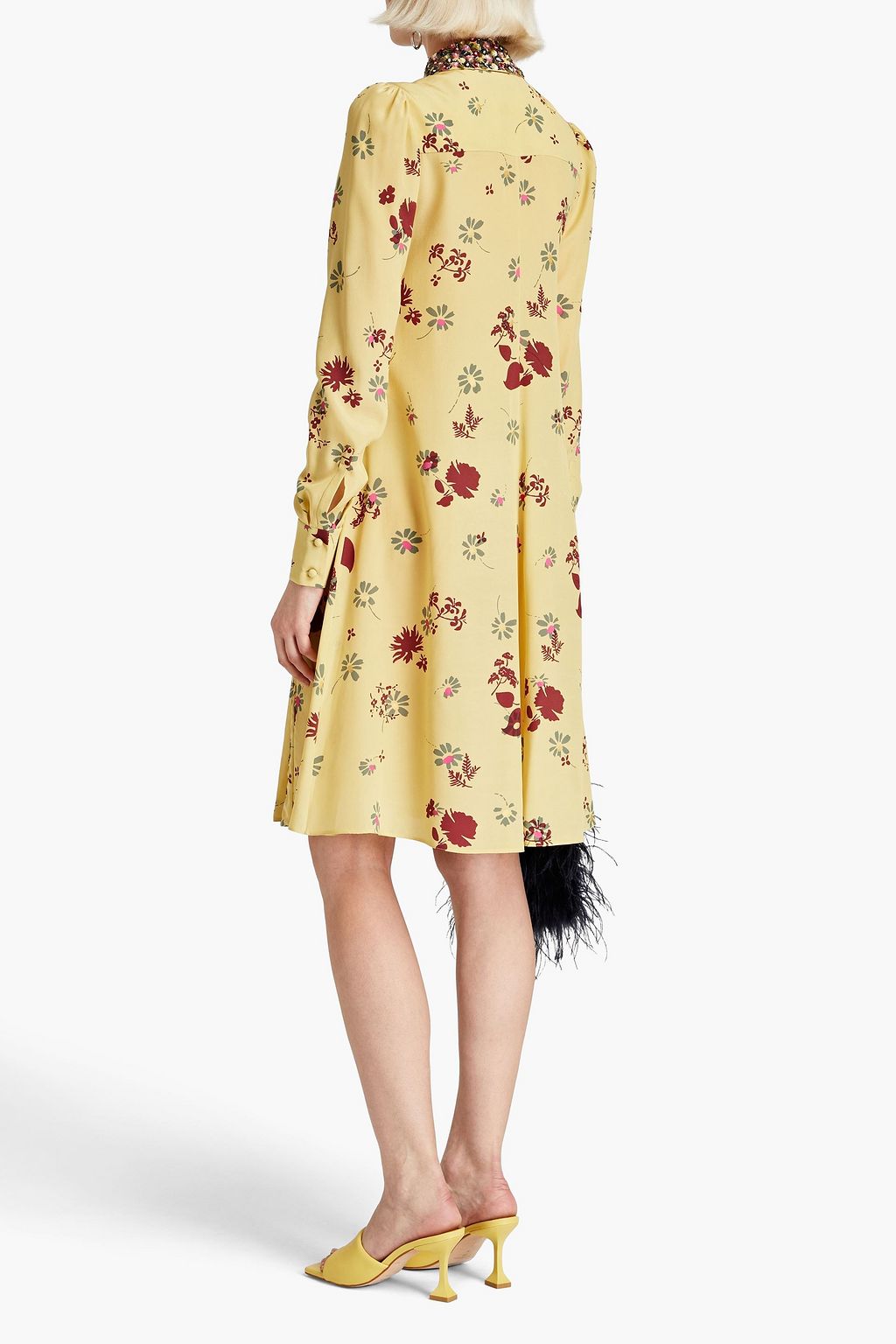 VALENTINO GARAVANI Hemdkleid aus Crêpe de Chine aus Seide mit floralem Print und Verzierung