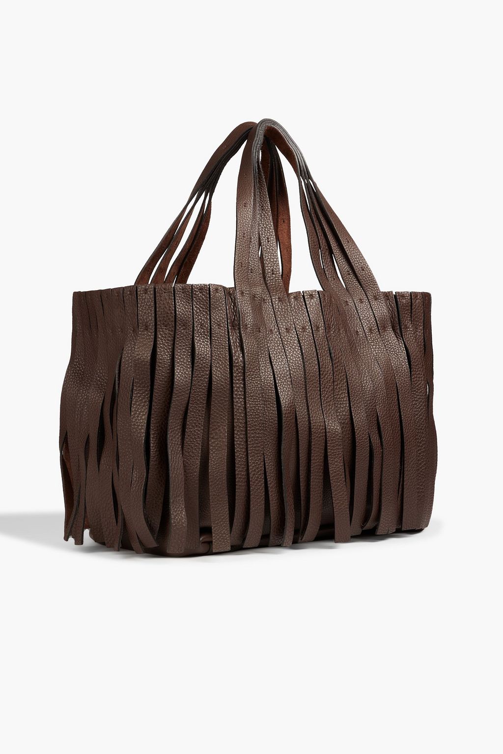 VALENTINO GARAVANI Fringed pebbled-leather tote