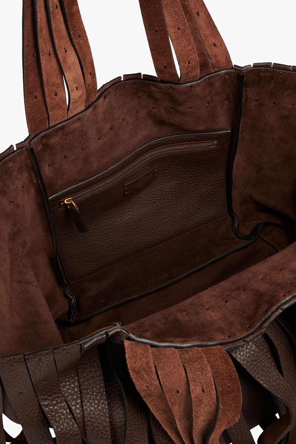 VALENTINO GARAVANI Fringed pebbled-leather tote