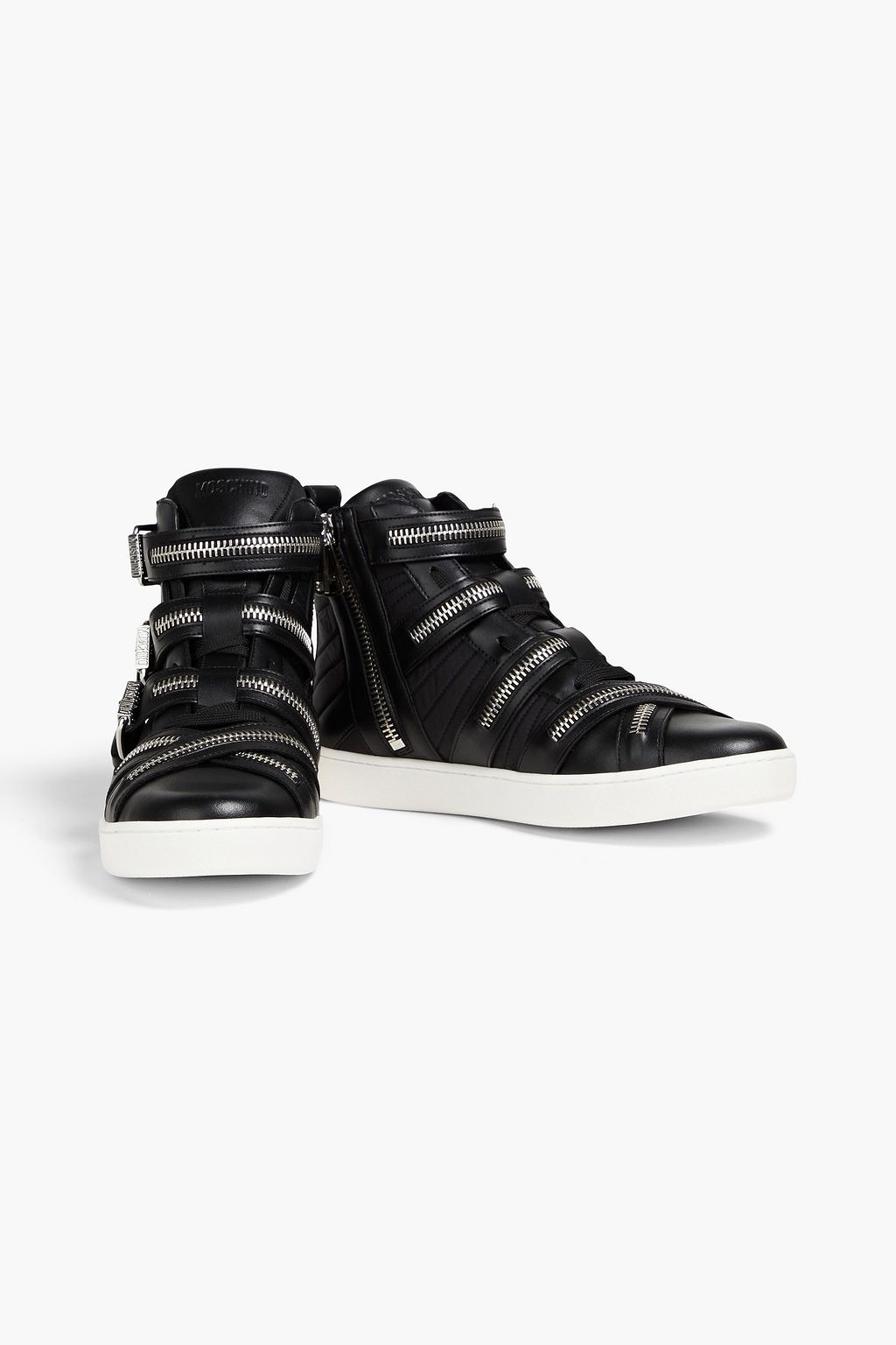 MOSCHINO High-Top-Sneakers aus gestepptem Shell und Leder