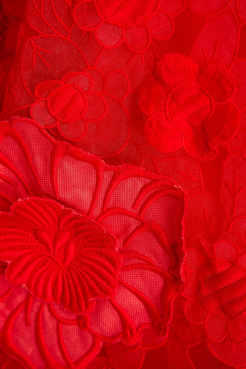 VALENTINO GARAVANI Floral-appliquéd embroidered tulle mini dress