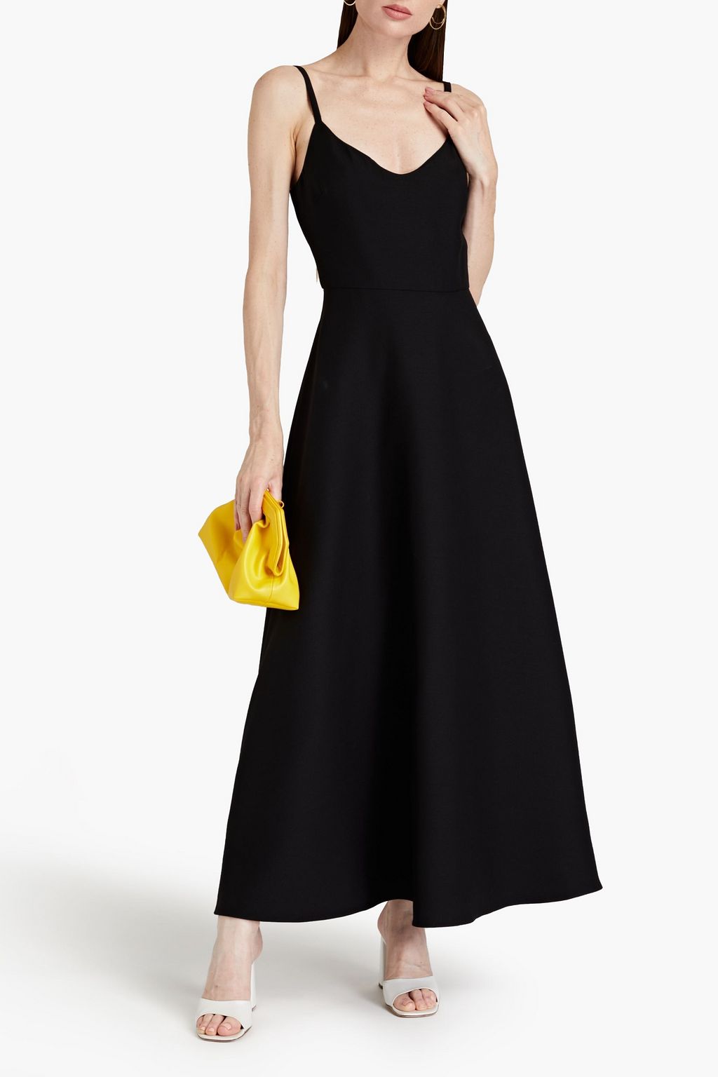 VALENTINO GARAVANI Flared wool and silk-blend crepe maxi dress