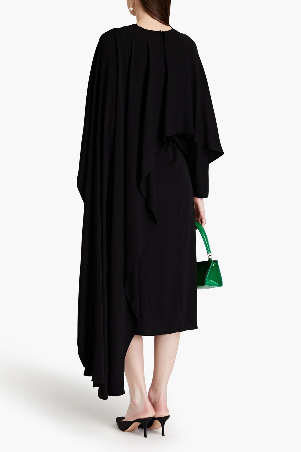 VALENTINO GARAVANI Cape-effect draped stretch-cady midi dress