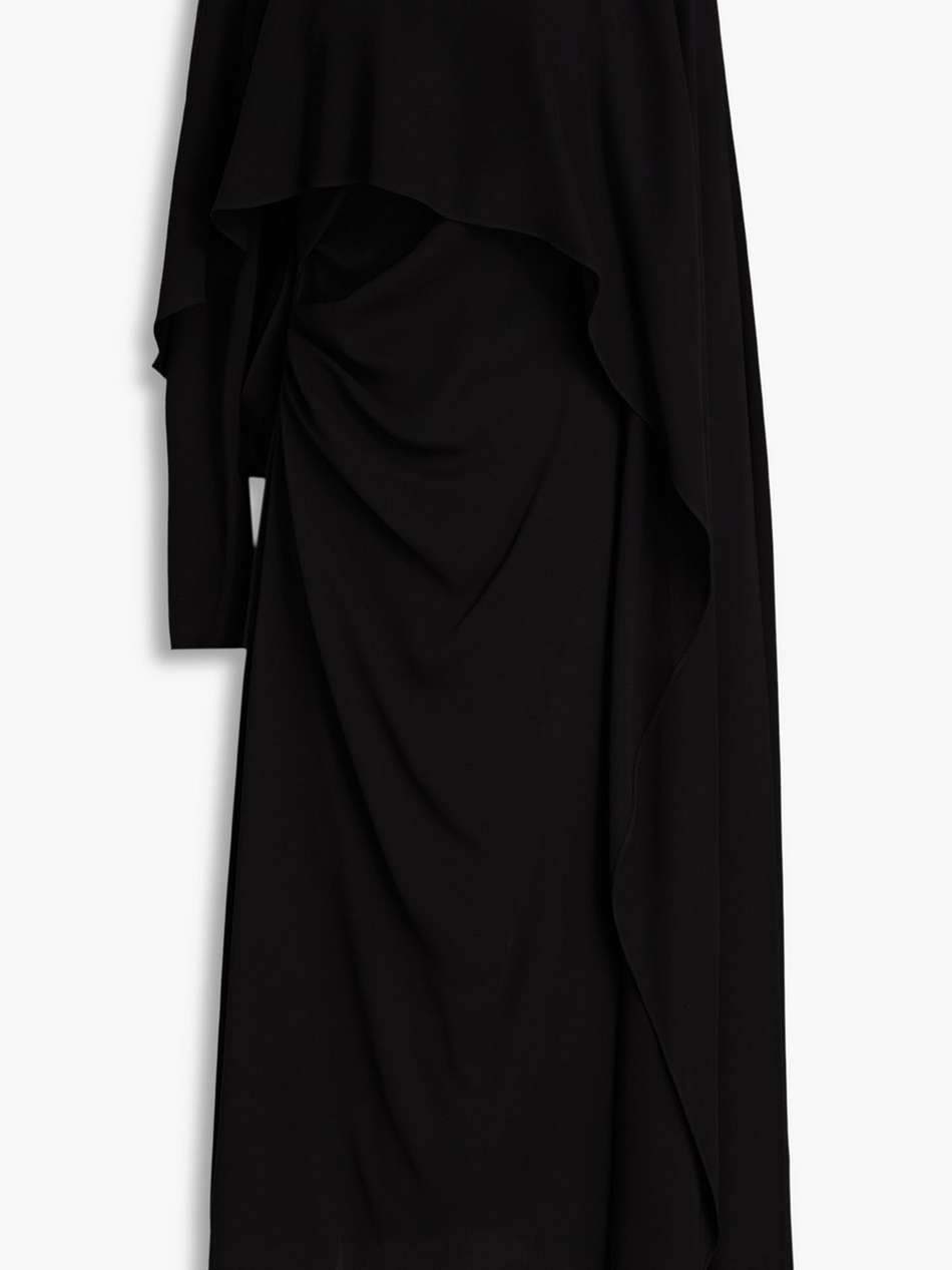 cape-effect draped stretch-cady midi dress