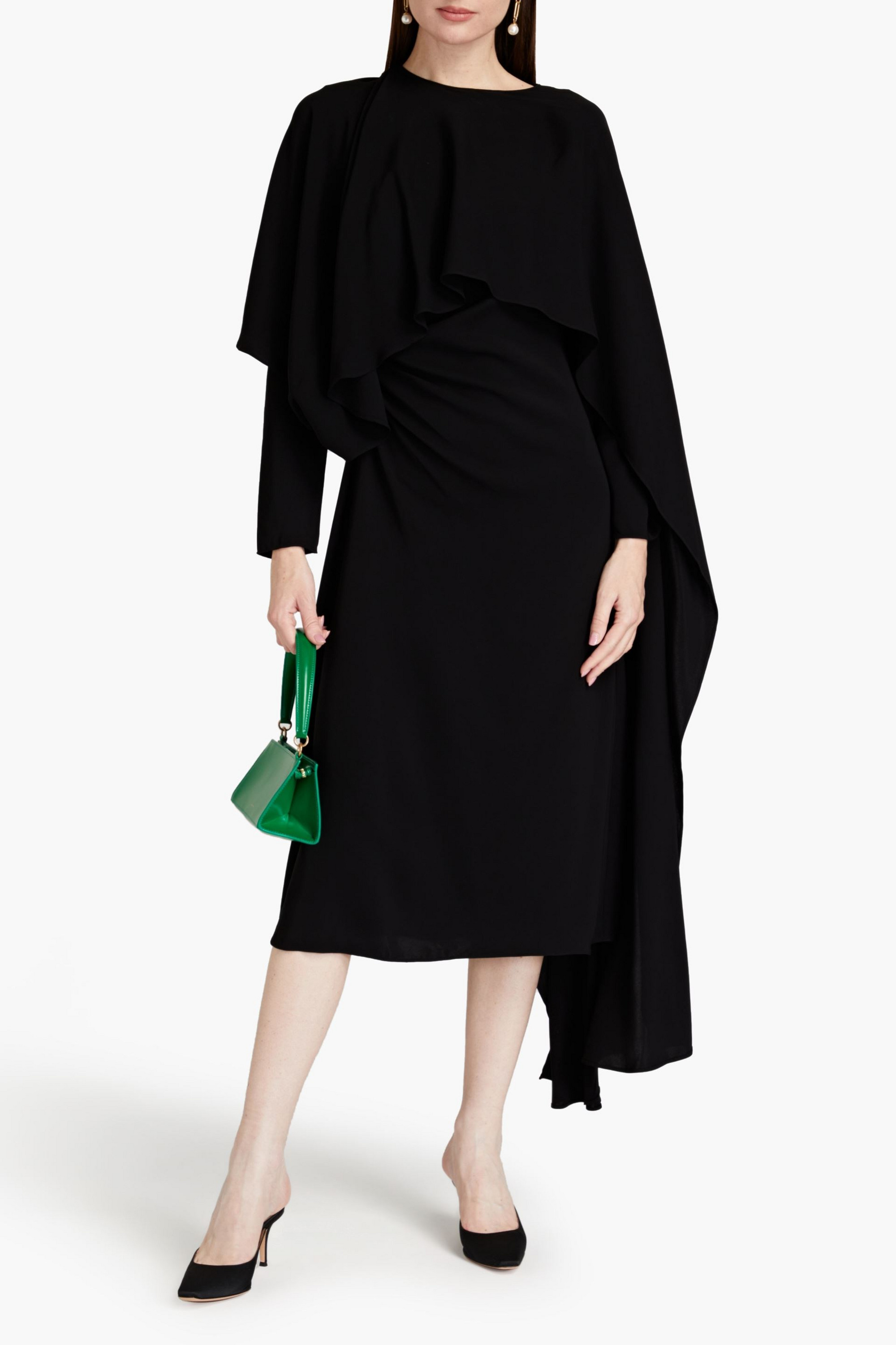 Valentino Garavani Cape-effect draped stretch-cady midi dress