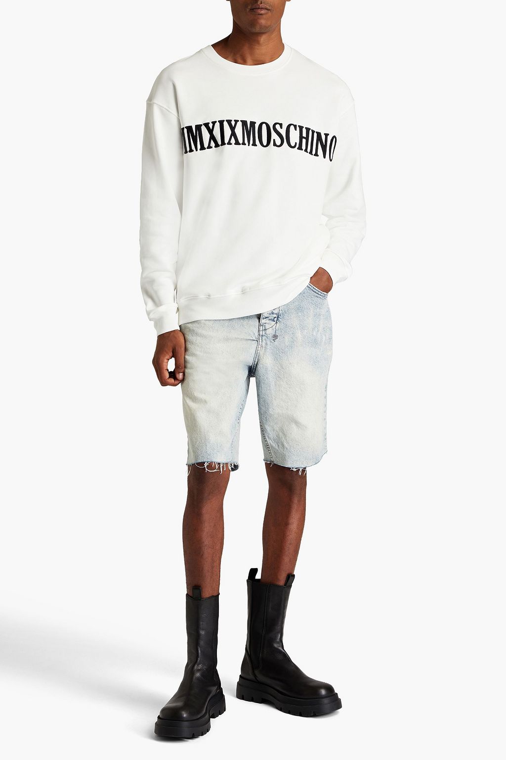 MOSCHINO Sweatshirt aus Baumwollfrottee mit Stickereien