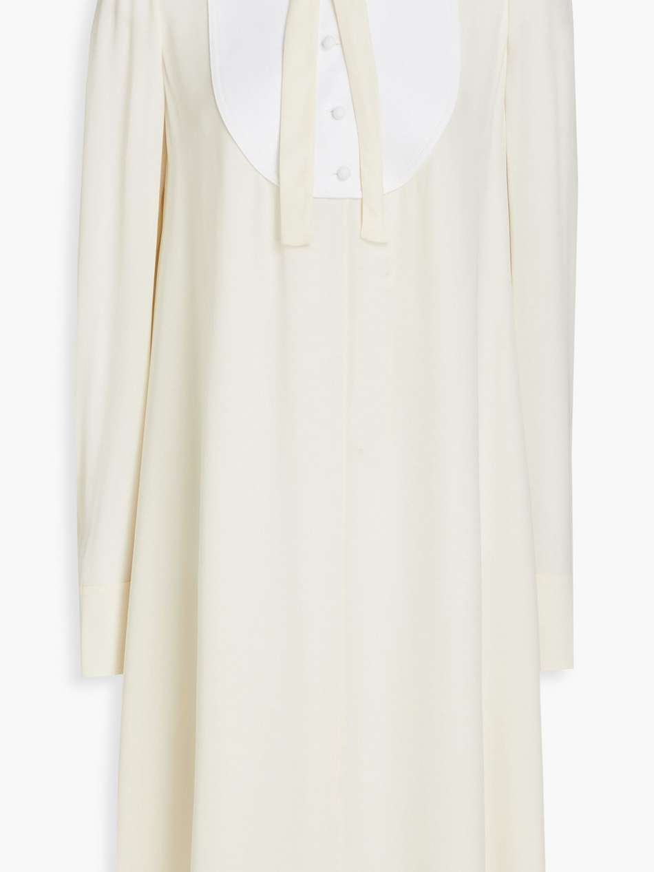 cotton piqué-paneled silk-crepe dress
