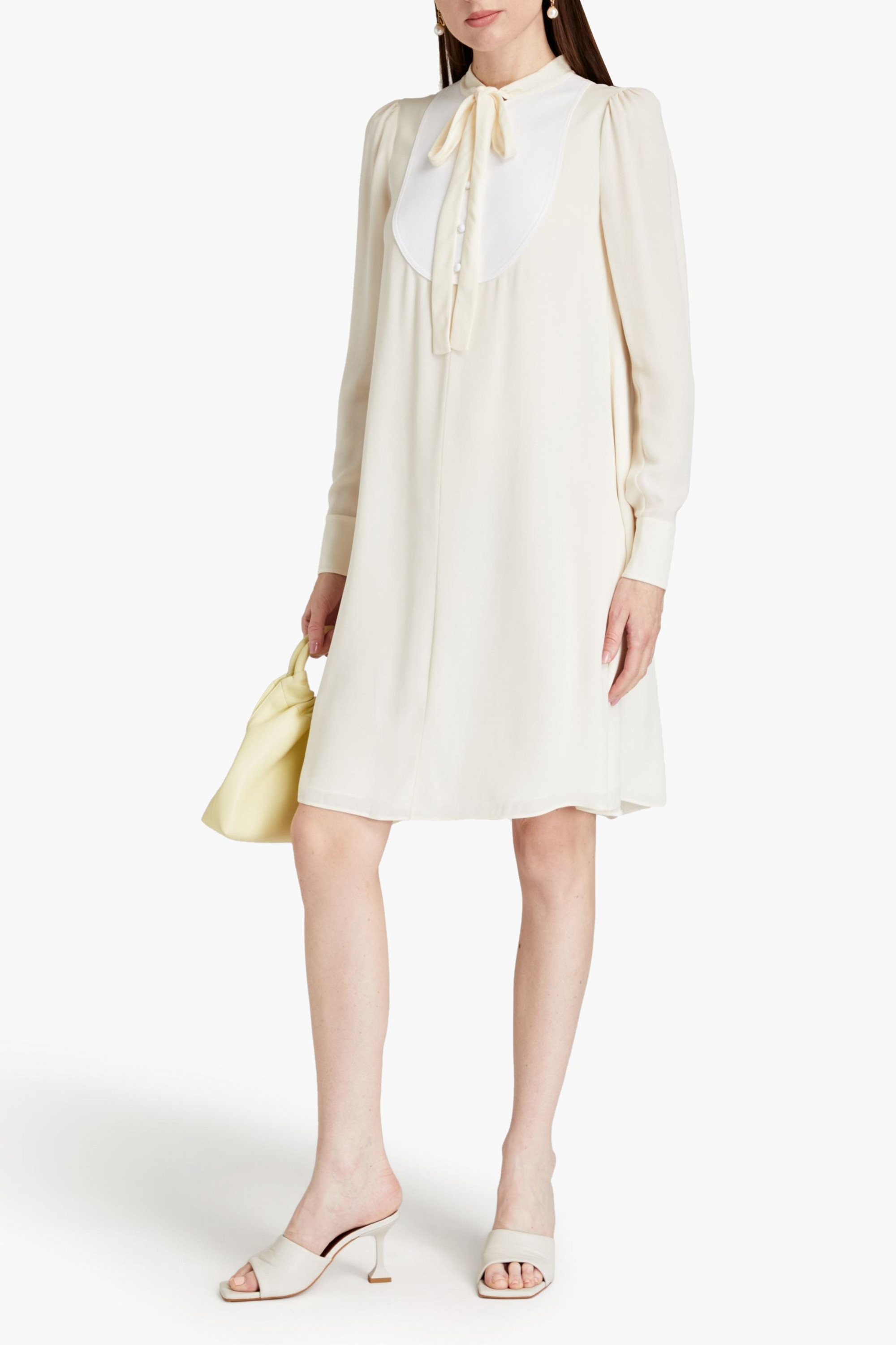 Valentino Garavani Cotton piqué-paneled silk-crepe dress