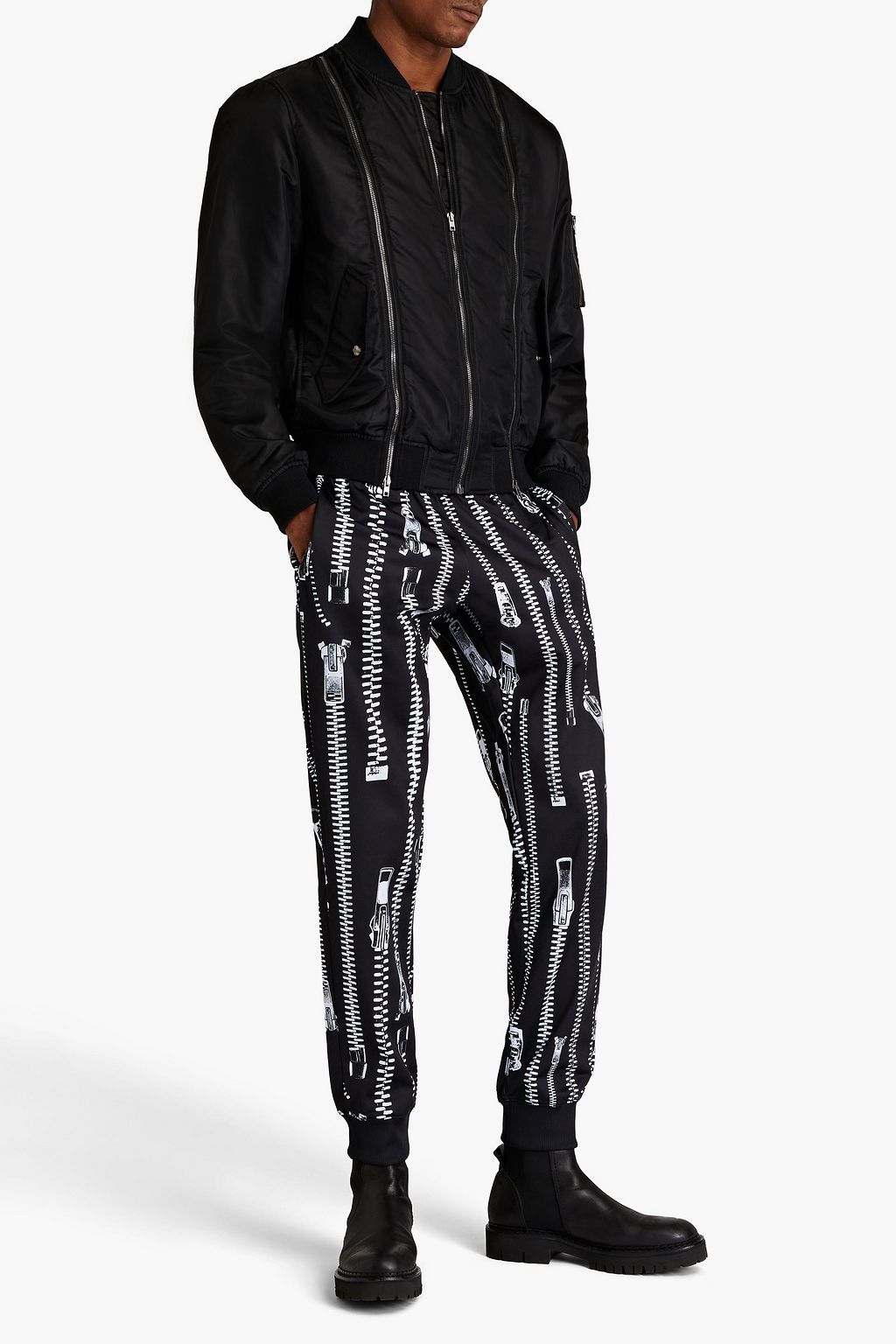 MOSCHINO Zip-detailed twill bomber jacket