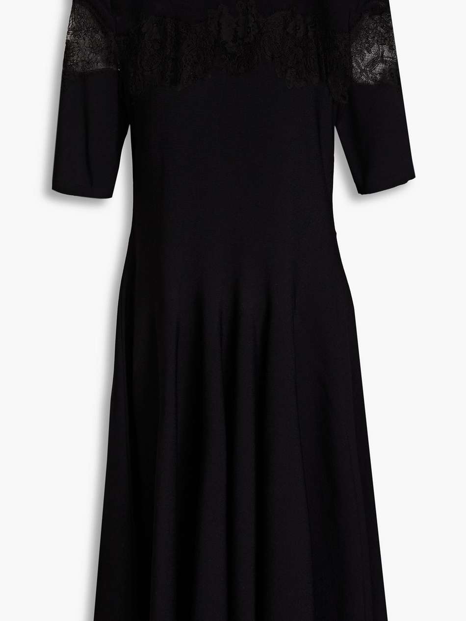 corded lace-paneled stretch-knit dress