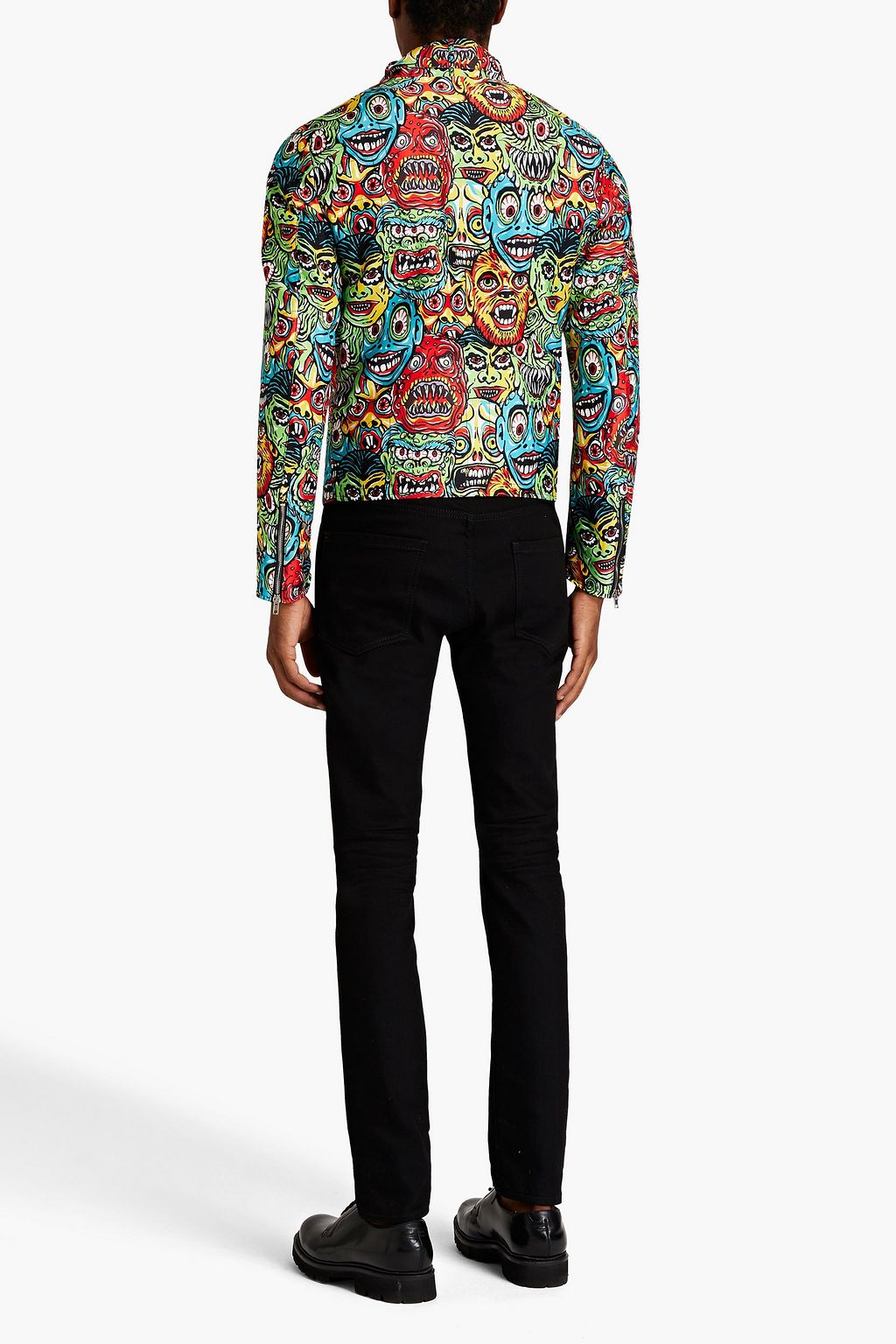 MOSCHINO Printed twill biker jacket