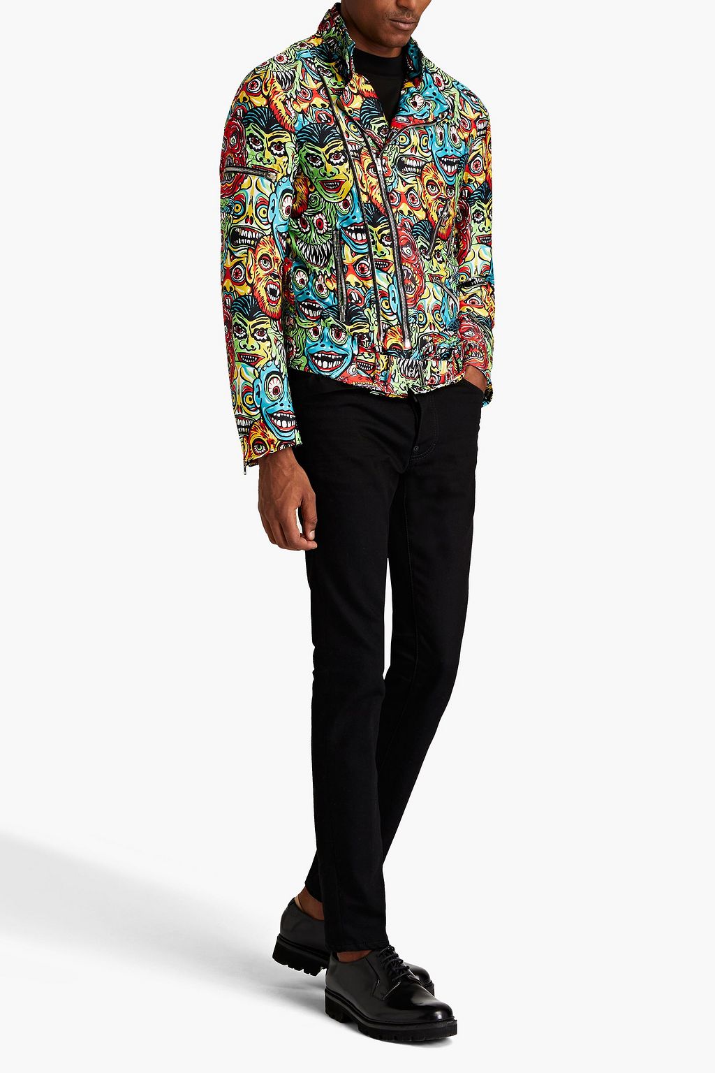 MOSCHINO Printed twill biker jacket