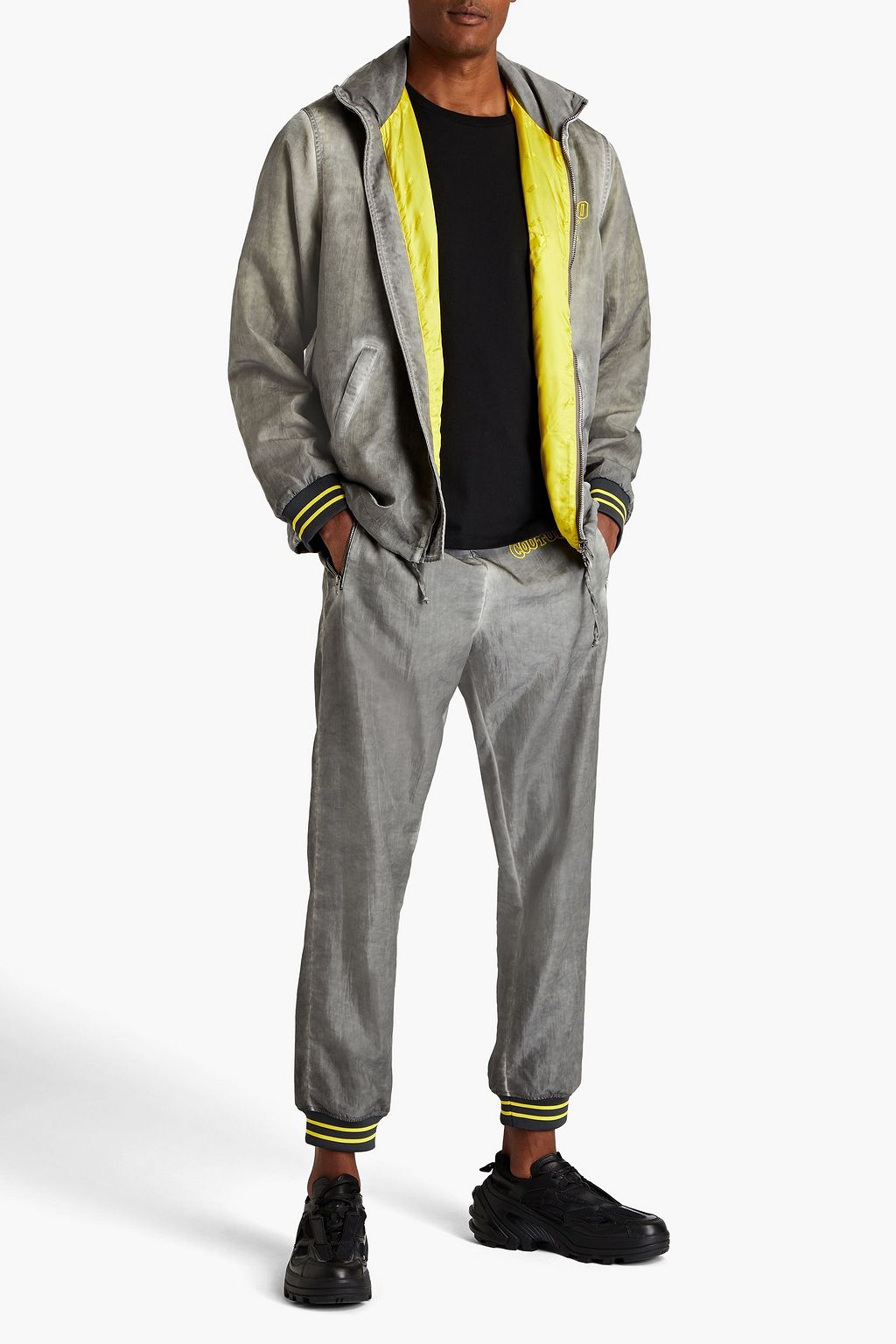 MOSCHINO Jacke aus Twill in ausgewaschener Optik mit Logostickerei