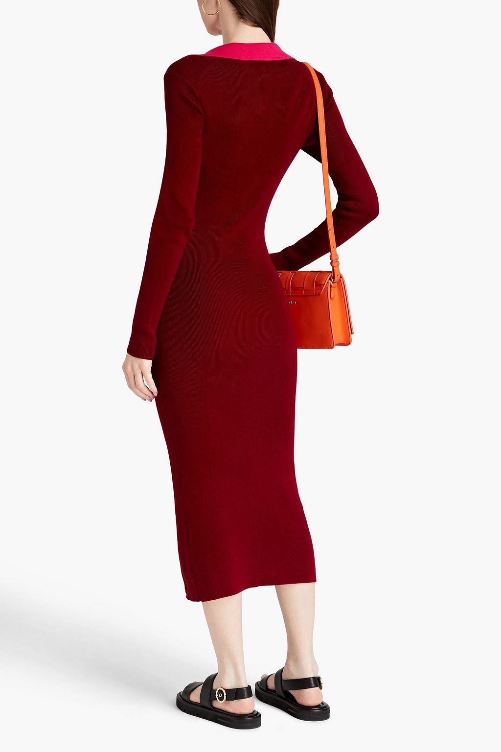 NAADAM Two-tone ribbed cotton-blend midi dress