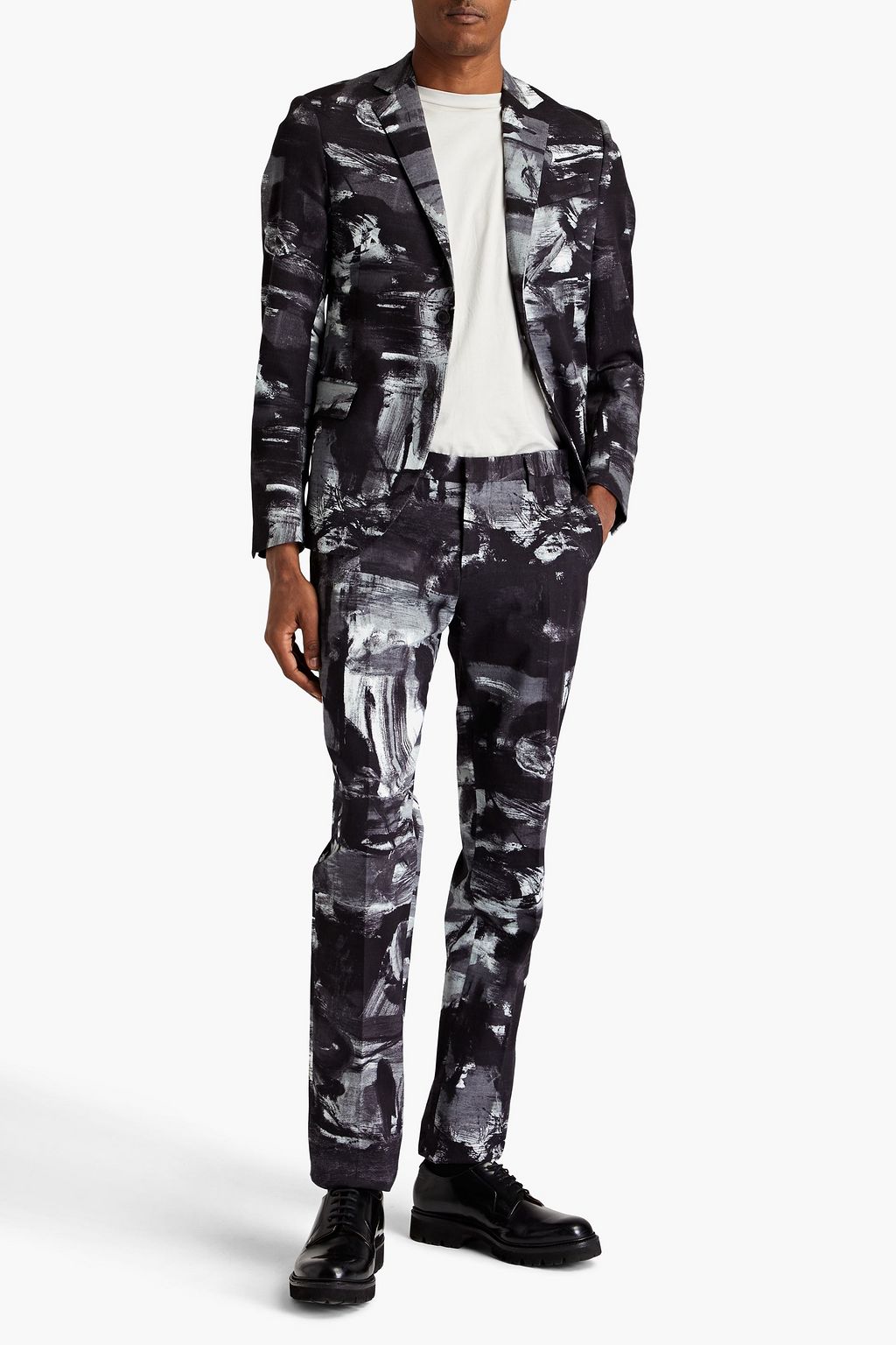 MOSCHINO Printed cotton-blend gabardine suit jacket