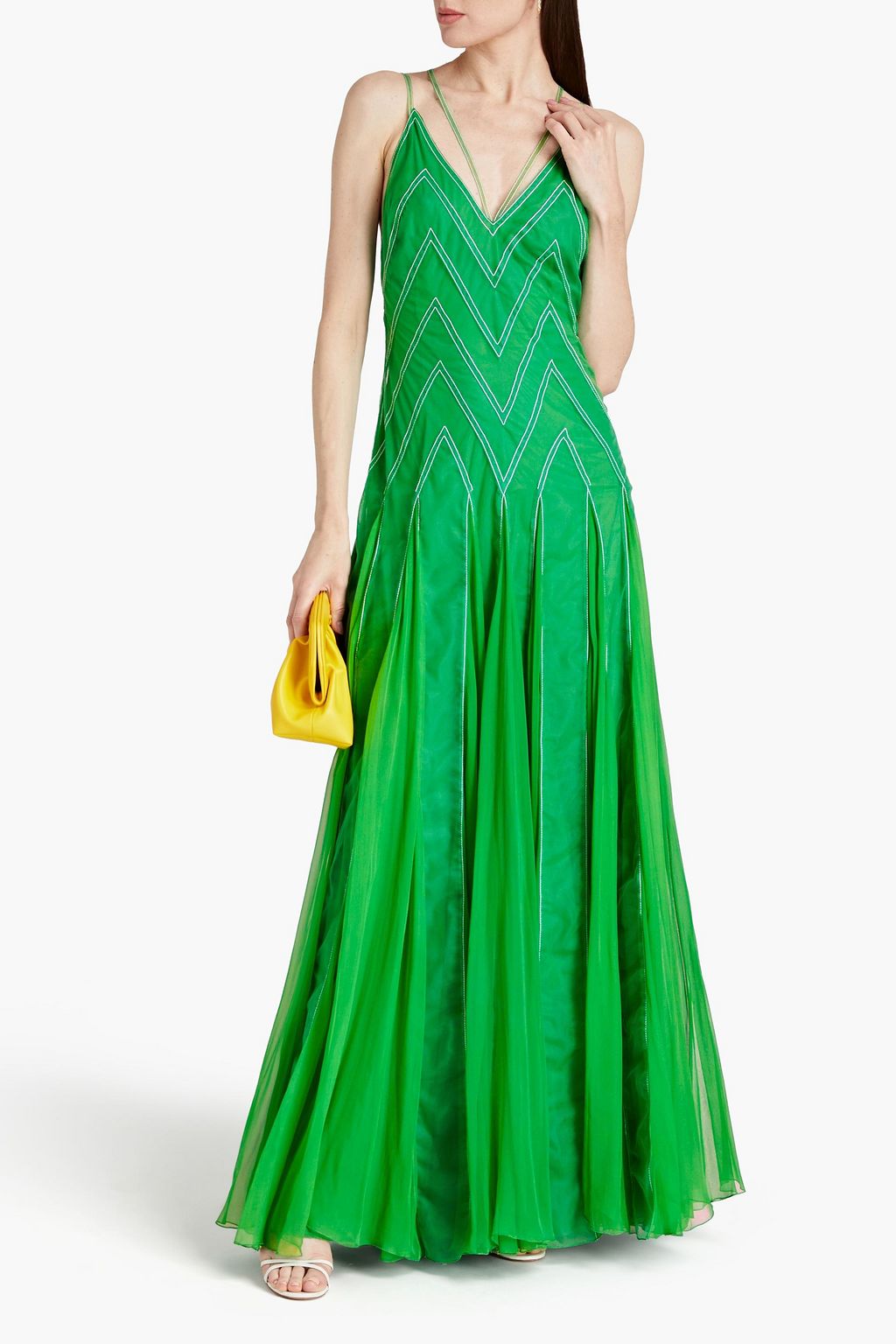 VALENTINO GARAVANI Embroidered tulle and silk-chiffon gown