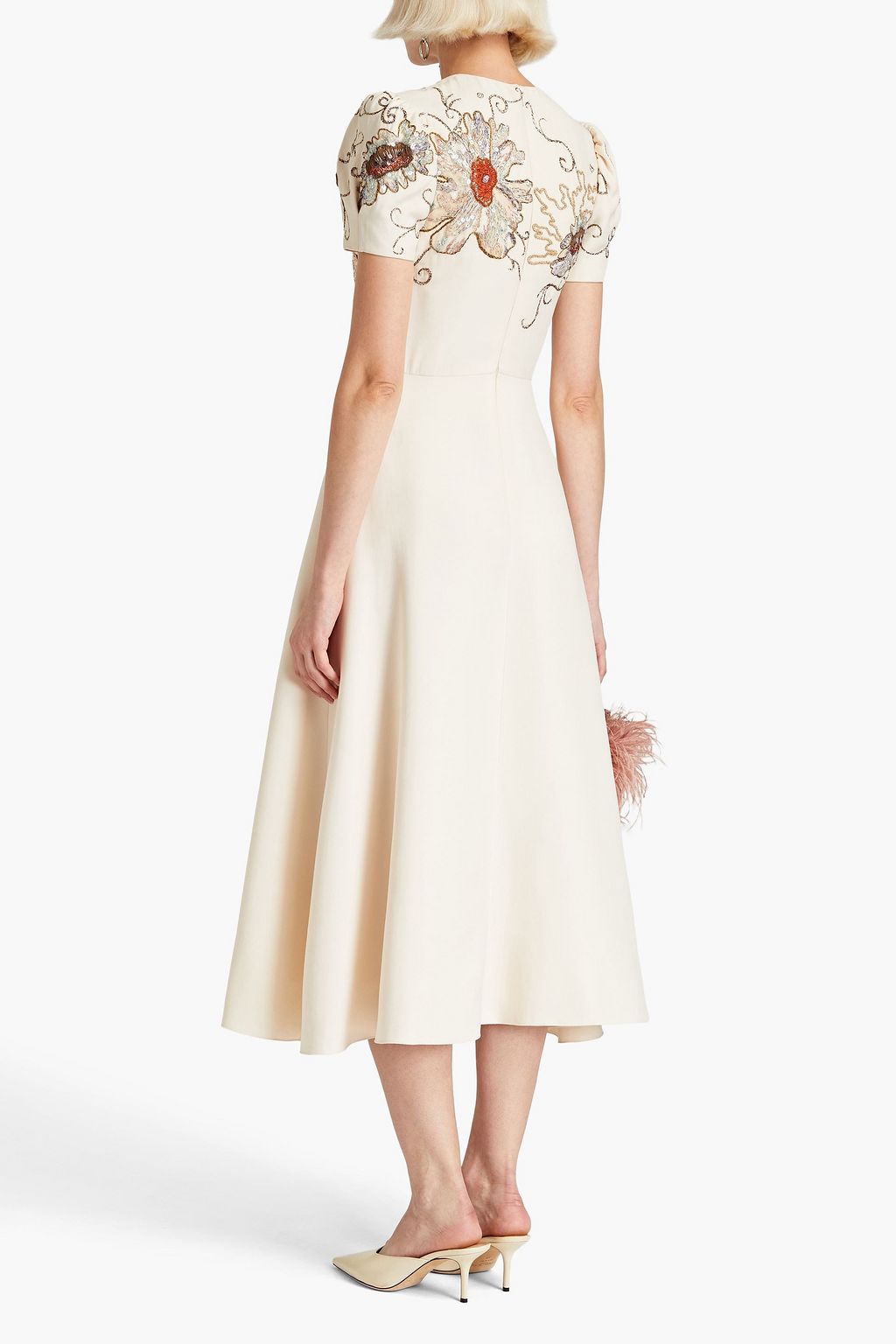 VALENTINO GARAVANI Embellished wool and silk-blend midi dress